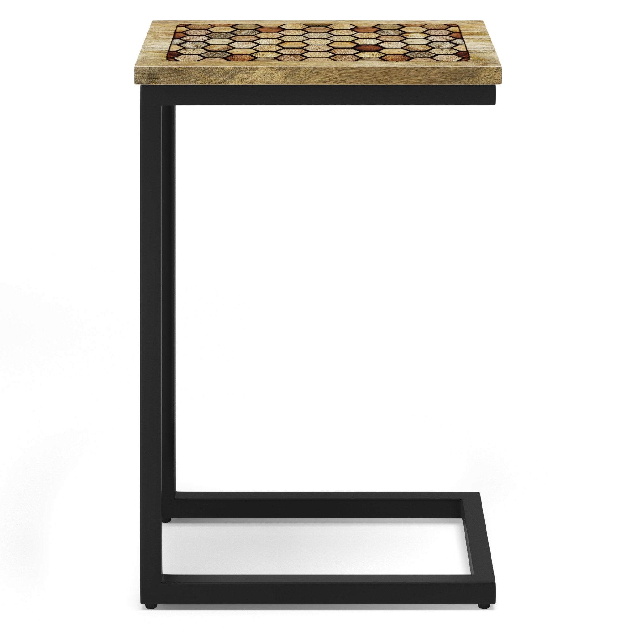 Side Table with Geometric Pattern and Metal Frame - Side Tables