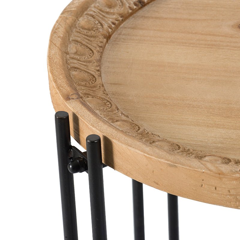 Side Table with Wooden Top and Metal Legs - Side Tables