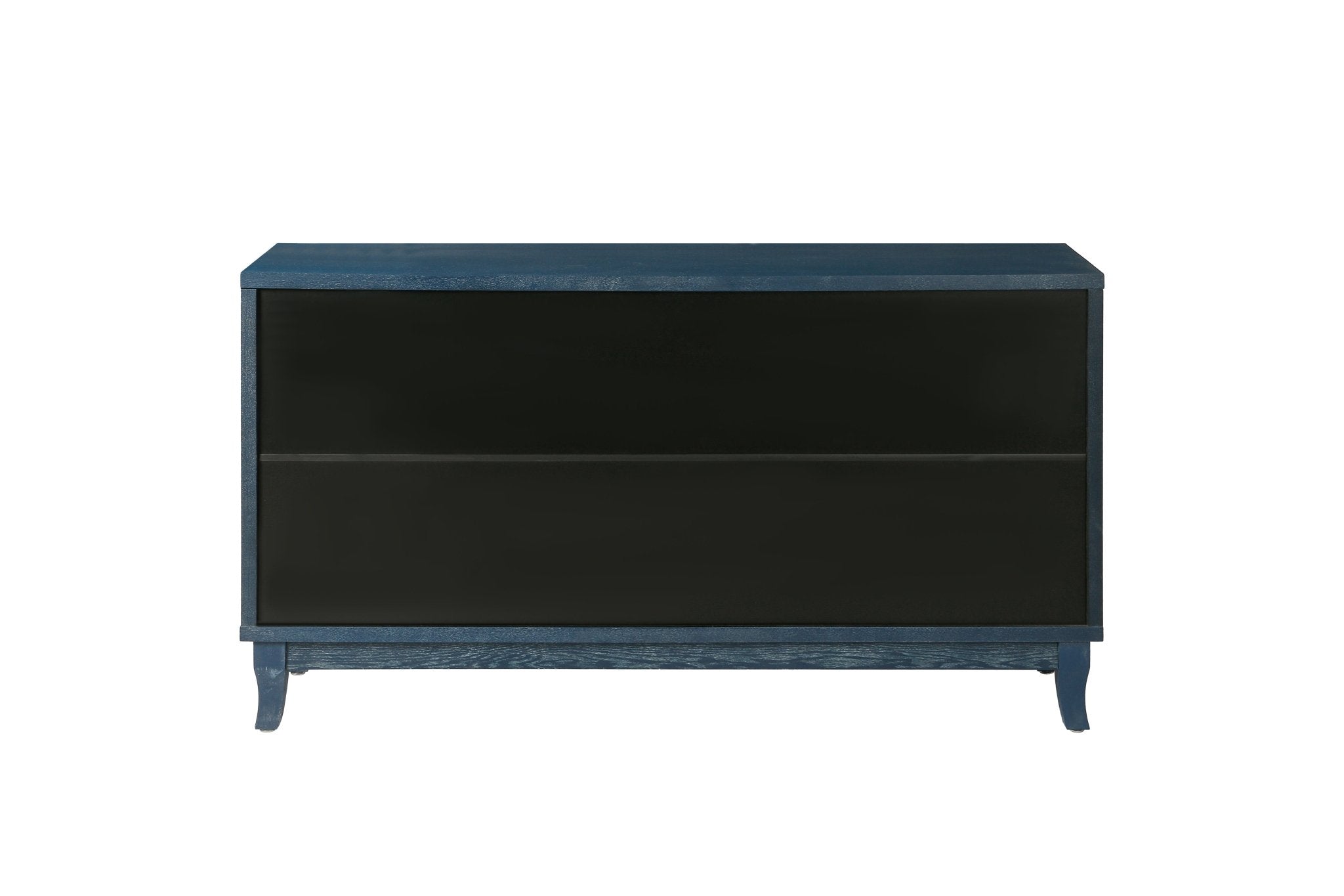 Sideboard with 4 Rattan Doors and Adjustable Shelves, Navy Blue - Buffets & Sideboards