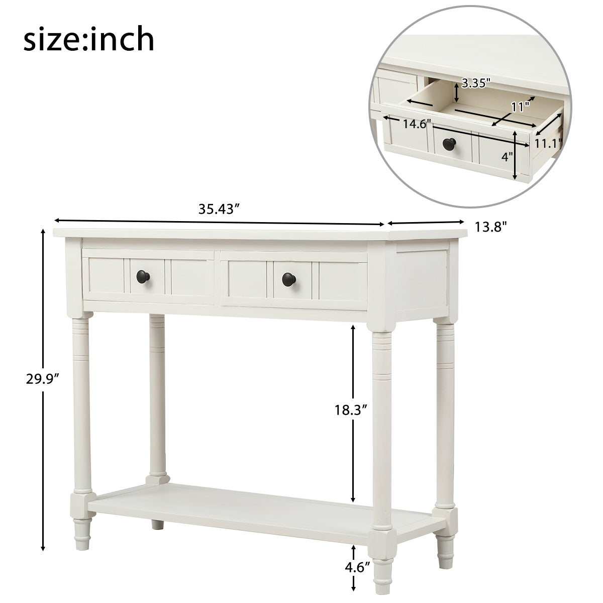 Jace Console Table with 2 Drawers and Bottom Shelf