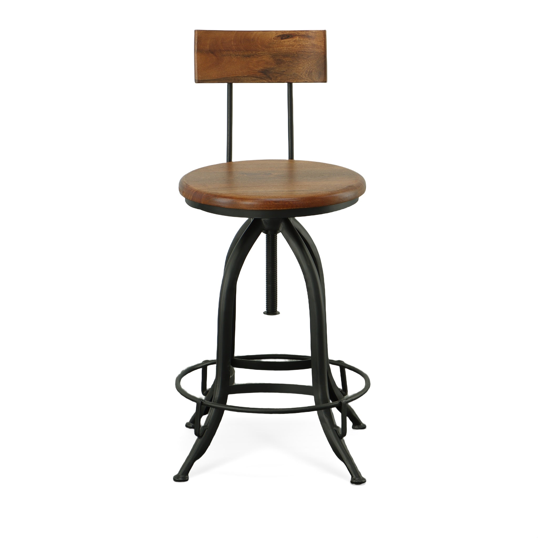 Ryder Adjustable Stool with Back, Chestnut/Black