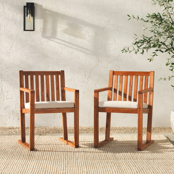 Solid Wood Slat-Back Patio Dining Chair, Set of 2 - Outdoor Patio Chair