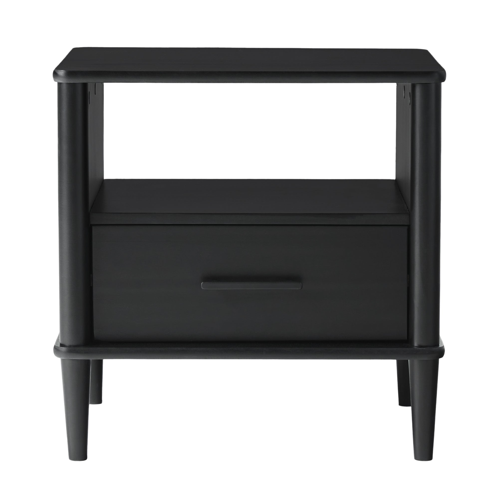 Solid Wood Spindle Nightstand with Drawer and Open Cubby - Nightstands