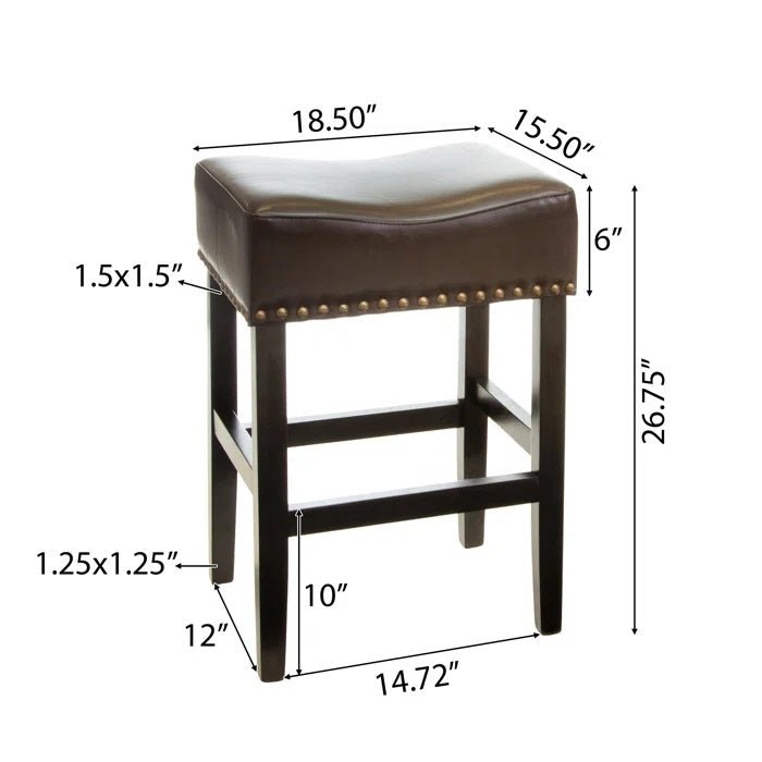Soltique Backless Dining Counter Stool with Leather Upholstered and Nailhead Trim, Set of 2 - Counter Stools