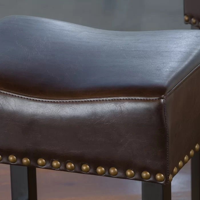 Soltique Backless Dining Counter Stool with Leather Upholstered and Nailhead Trim, Set of 2 - Counter Stools