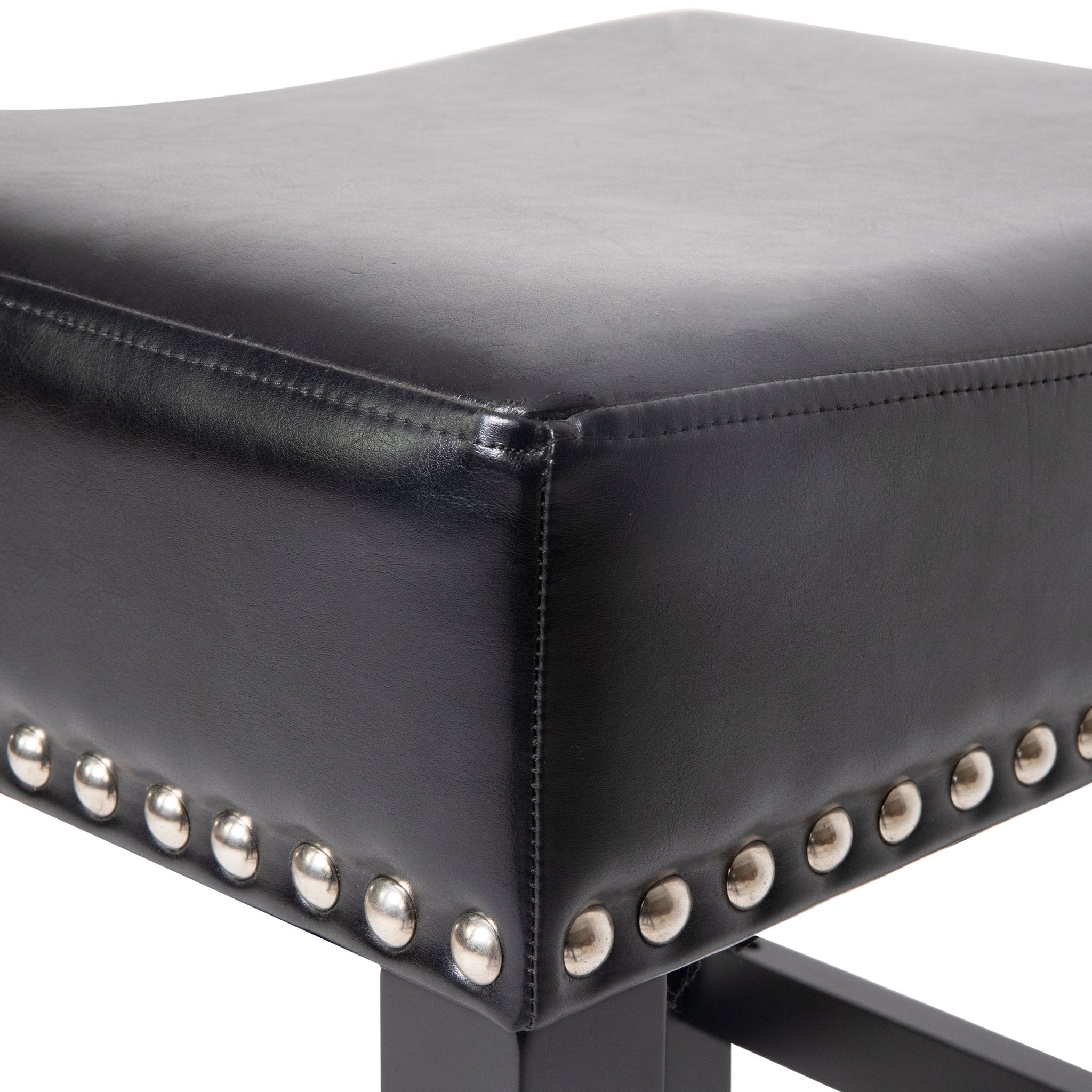 Soltique Backless Dining Counter Stool with Leather Upholstered and Nailhead Trim, Set of 2 - Counter Stools