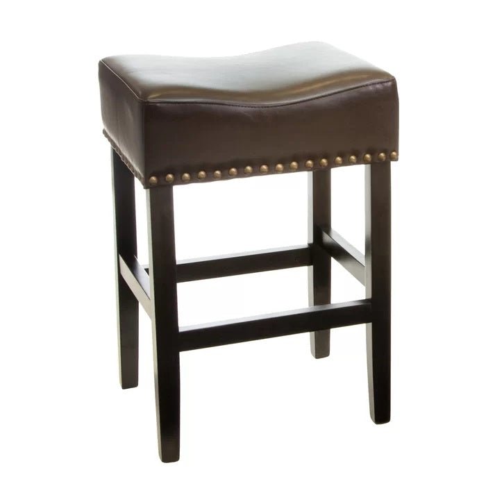 Soltique Backless Dining Counter Stool with Leather Upholstered and Nailhead Trim, Set of 2 - Counter Stools