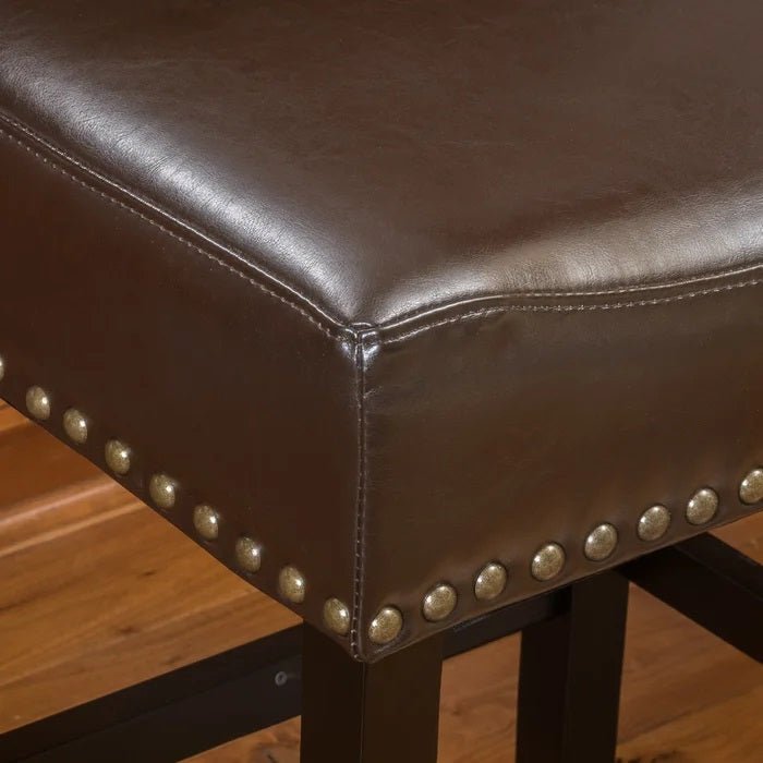 Soltique Backless Dining Counter Stool with Leather Upholstered and Nailhead Trim, Set of 2 - Counter Stools