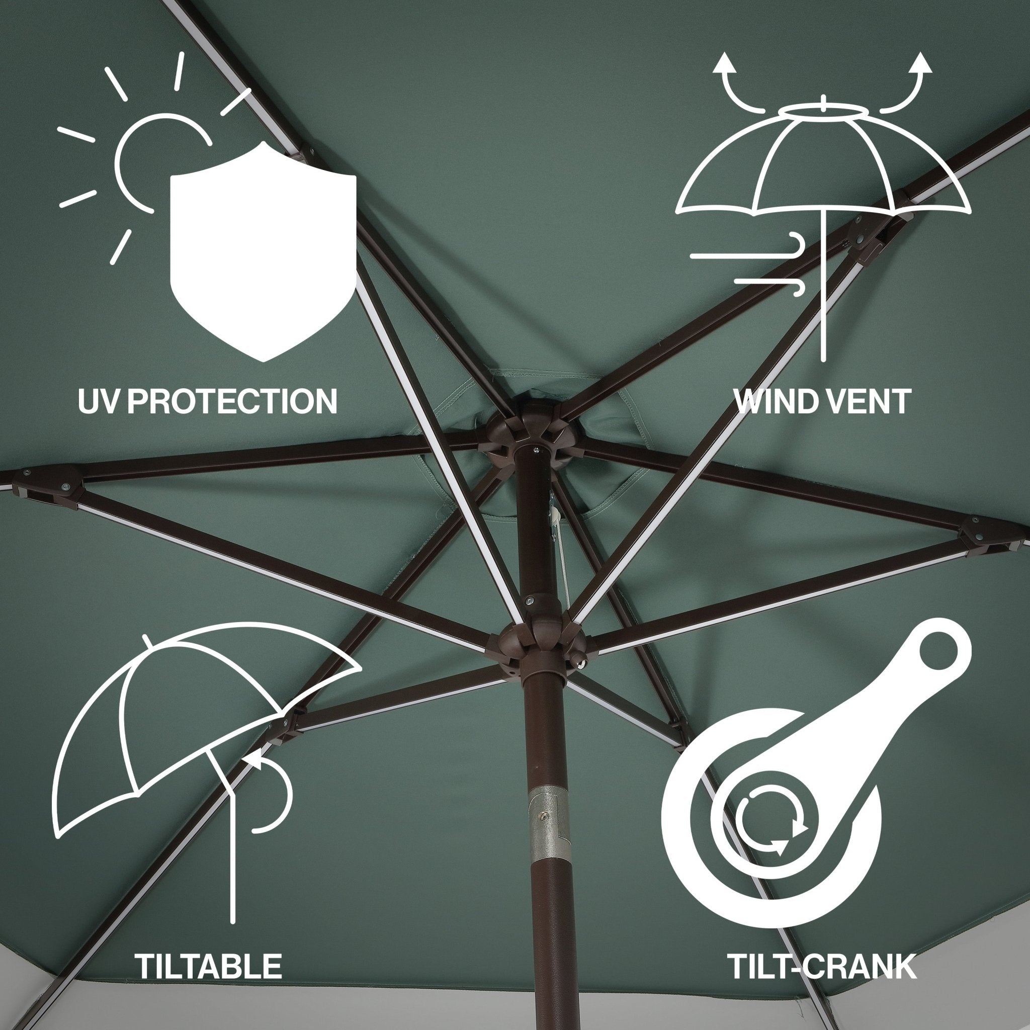 Spencer Classic Coastal 2 - Tone Solar LED Market Patio Umbrella with 12 LED Strip Lights - Outdoor Umbrellas