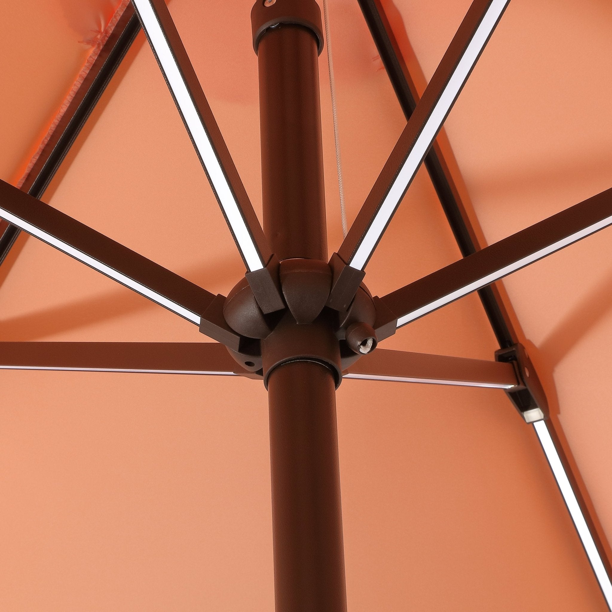 Spencer Classic Coastal 2 - Tone Solar LED Market Patio Umbrella with 12 LED Strip Lights - Outdoor Umbrellas