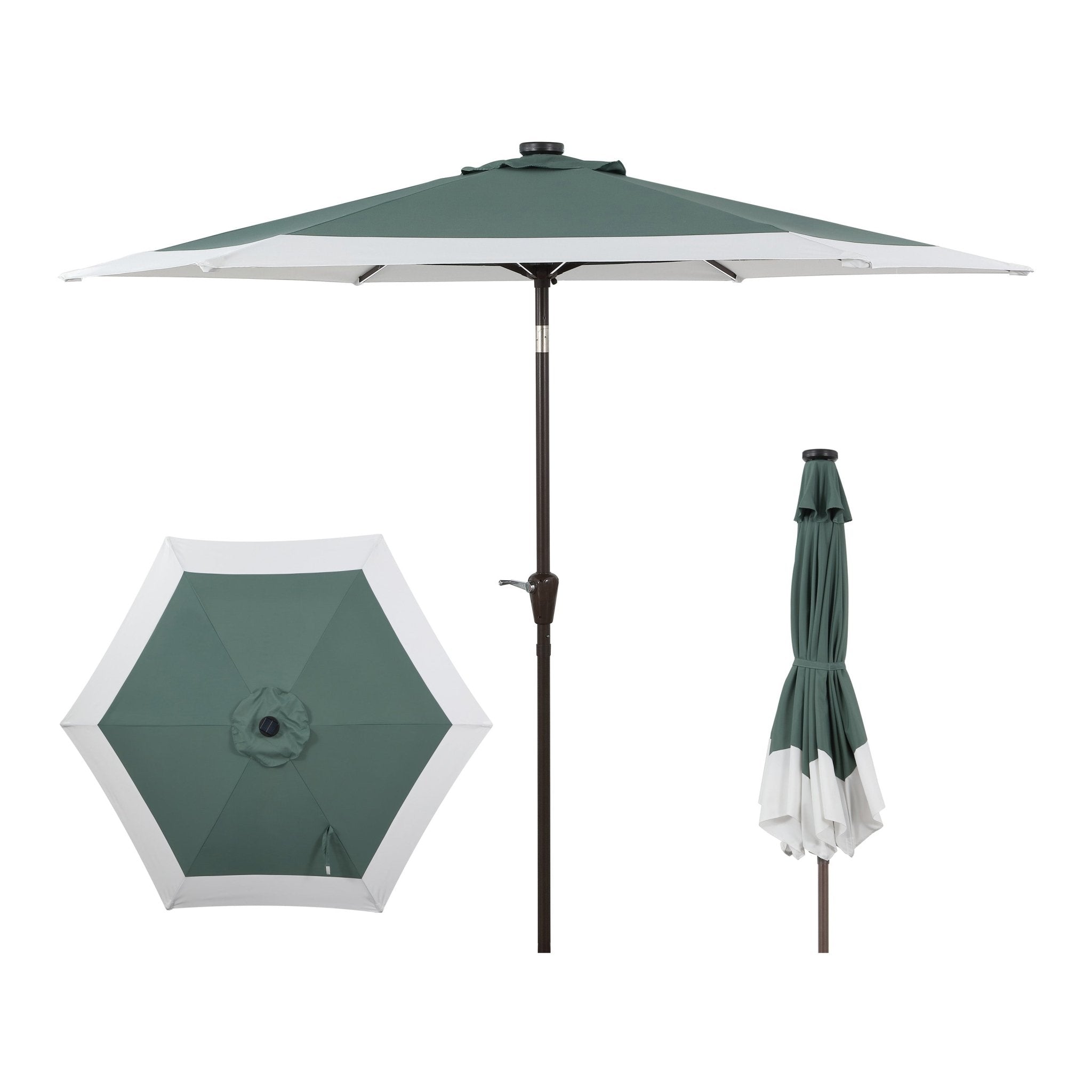 Spencer Classic Coastal 2 - Tone Solar LED Market Patio Umbrella with 12 LED Strip Lights - Outdoor Umbrellas