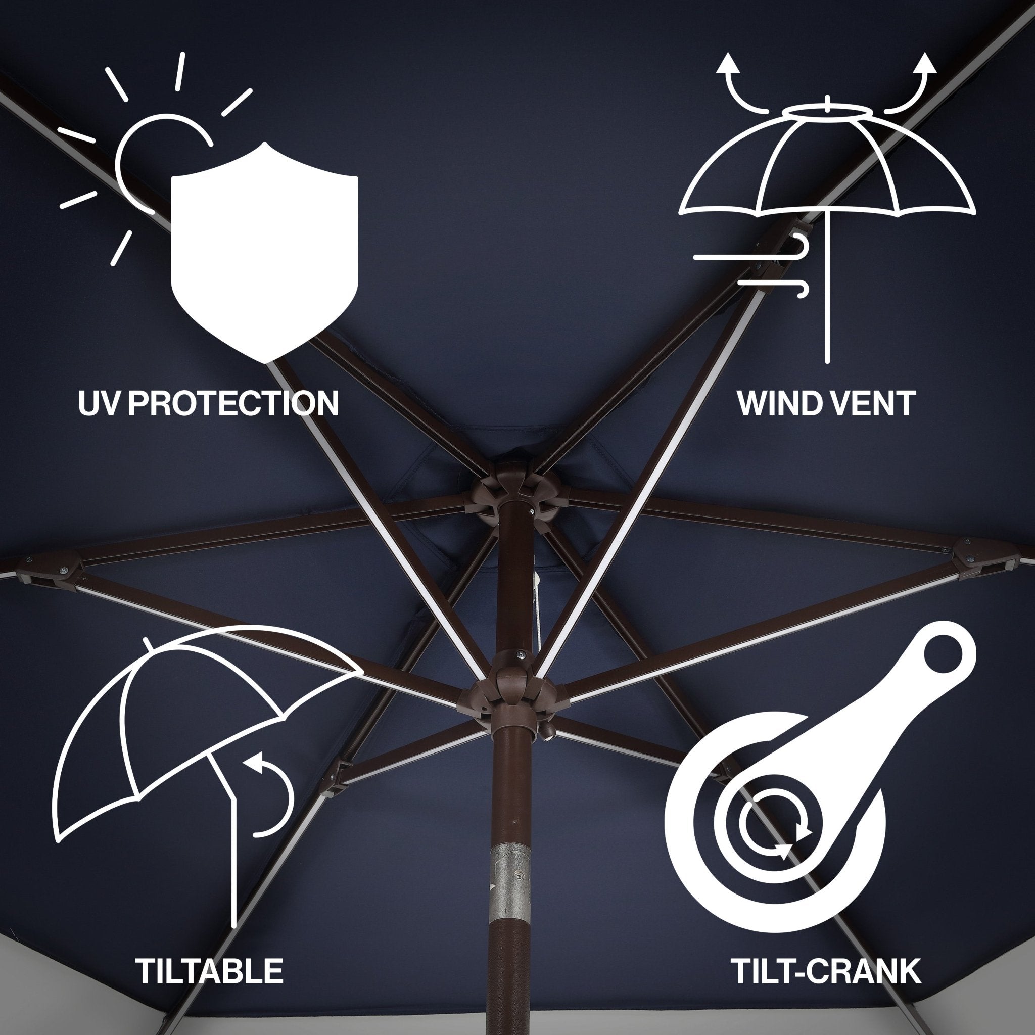 Spencer Classic Coastal 2 - Tone Solar LED Market Patio Umbrella with 12 LED Strip Lights - Outdoor Umbrellas