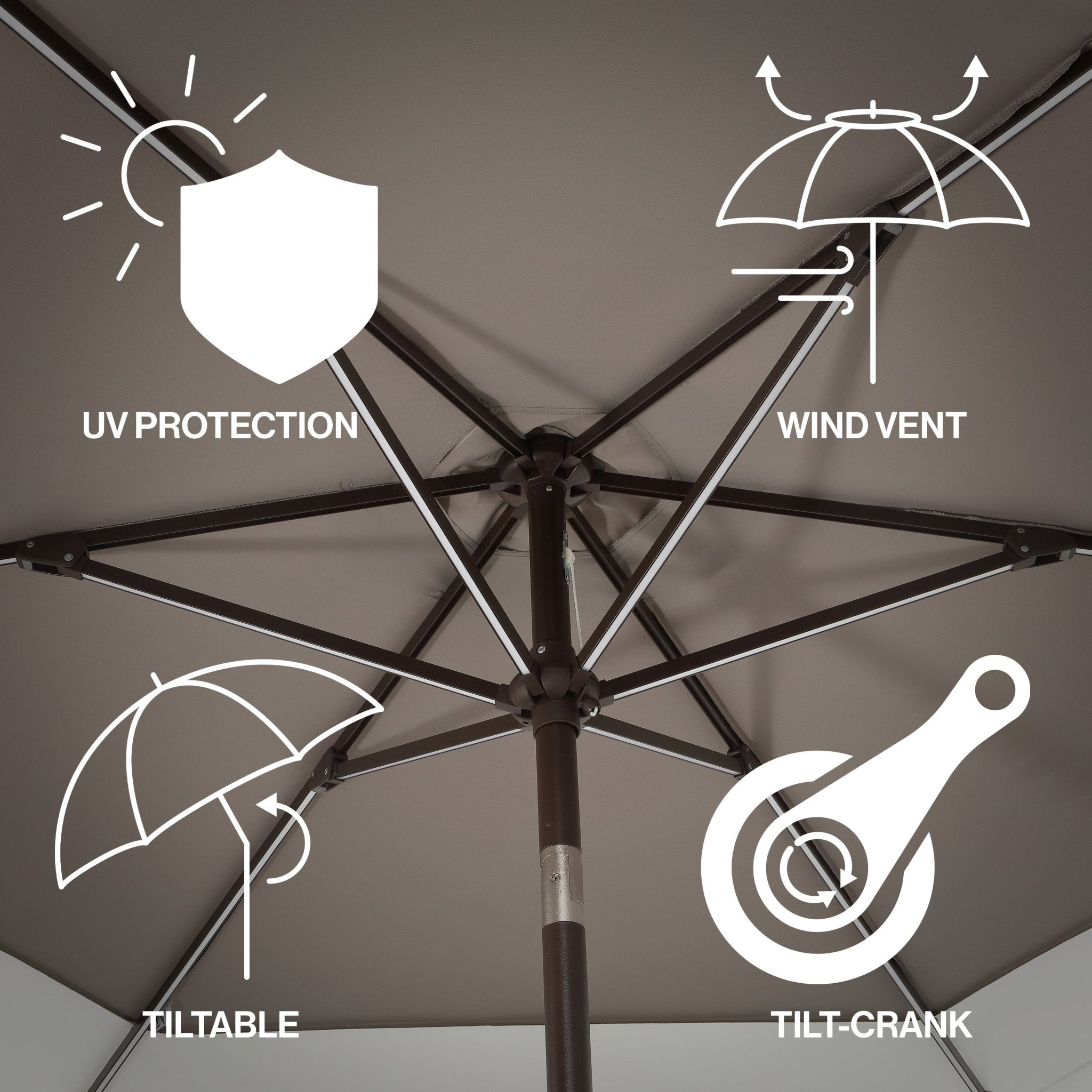Spencer Classic Coastal 2 - Tone Solar LED Market Patio Umbrella with 12 LED Strip Lights - Outdoor Umbrellas