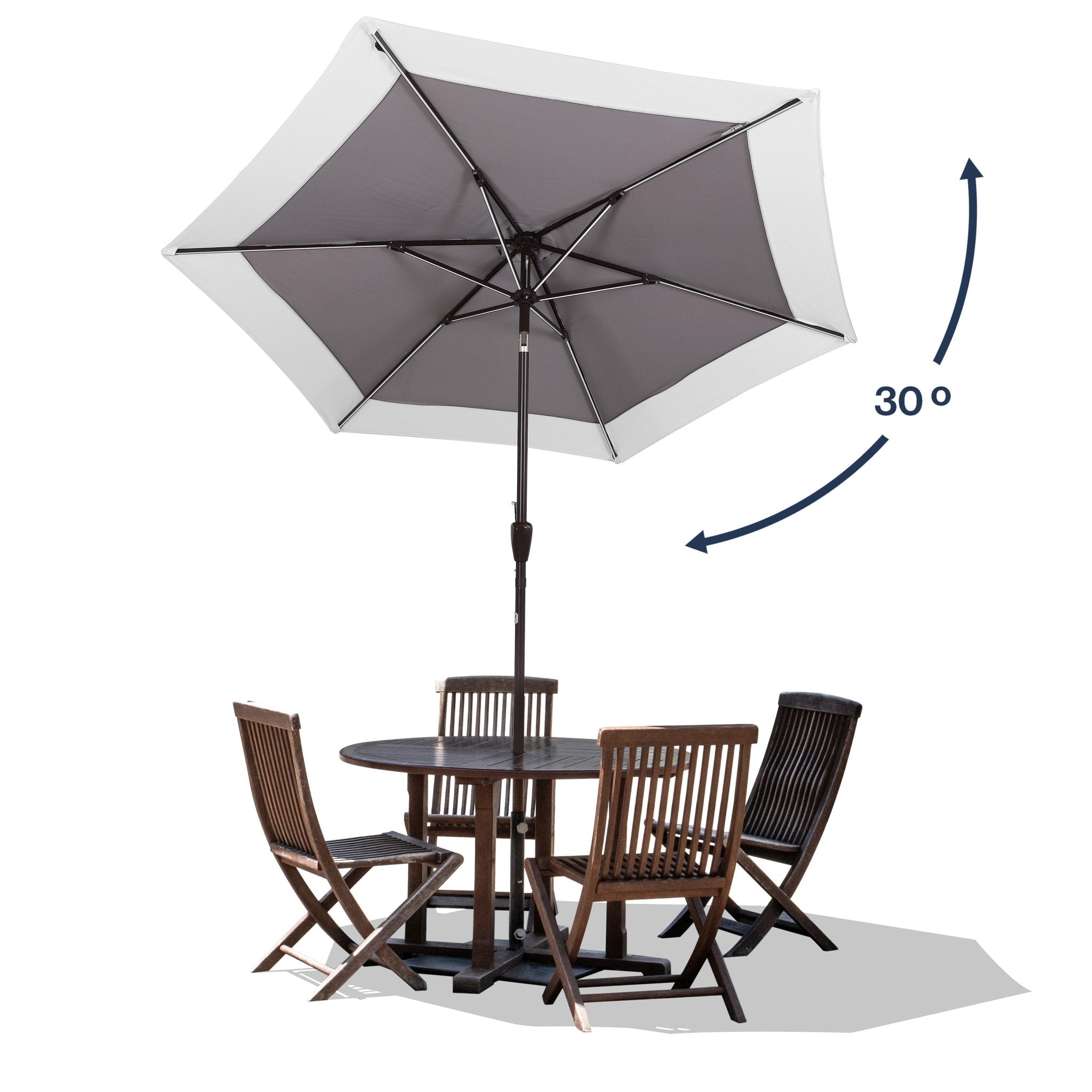 Spencer Classic Coastal 2 - Tone Solar LED Market Patio Umbrella with 12 LED Strip Lights - Outdoor Umbrellas