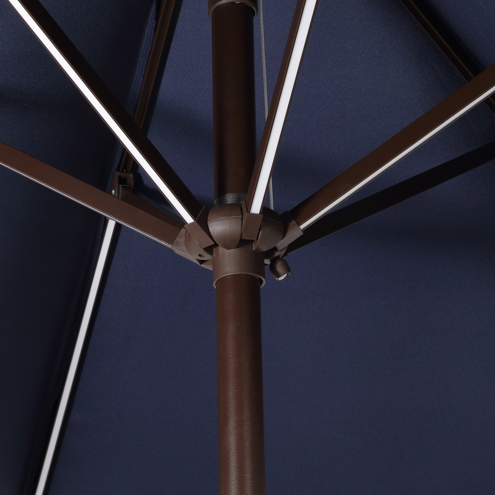 Spencer Classic Coastal 2 - Tone Solar LED Market Patio Umbrella with 12 LED Strip Lights - Outdoor Umbrellas