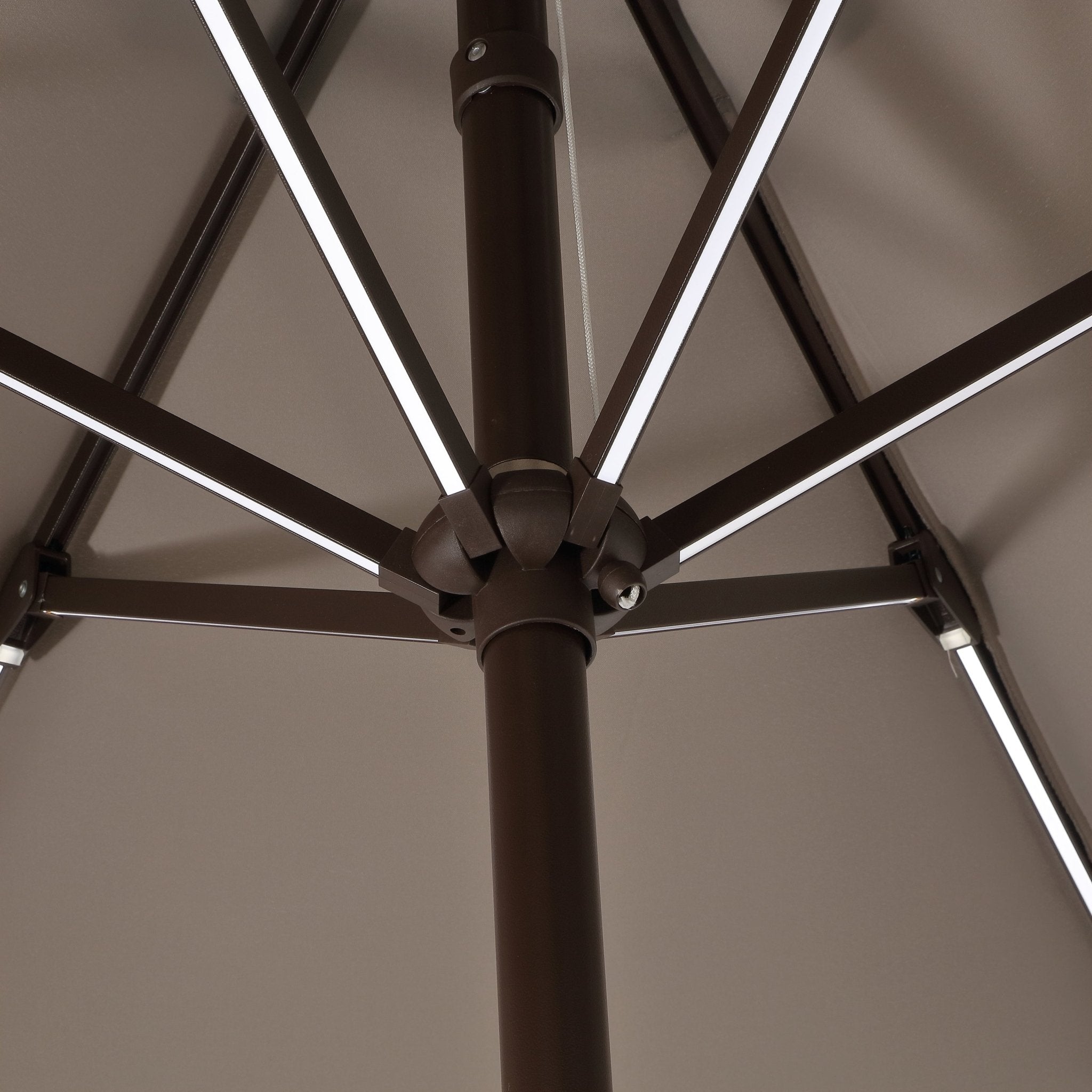 Spencer Classic Coastal 2 - Tone Solar LED Market Patio Umbrella with 12 LED Strip Lights - Outdoor Umbrellas