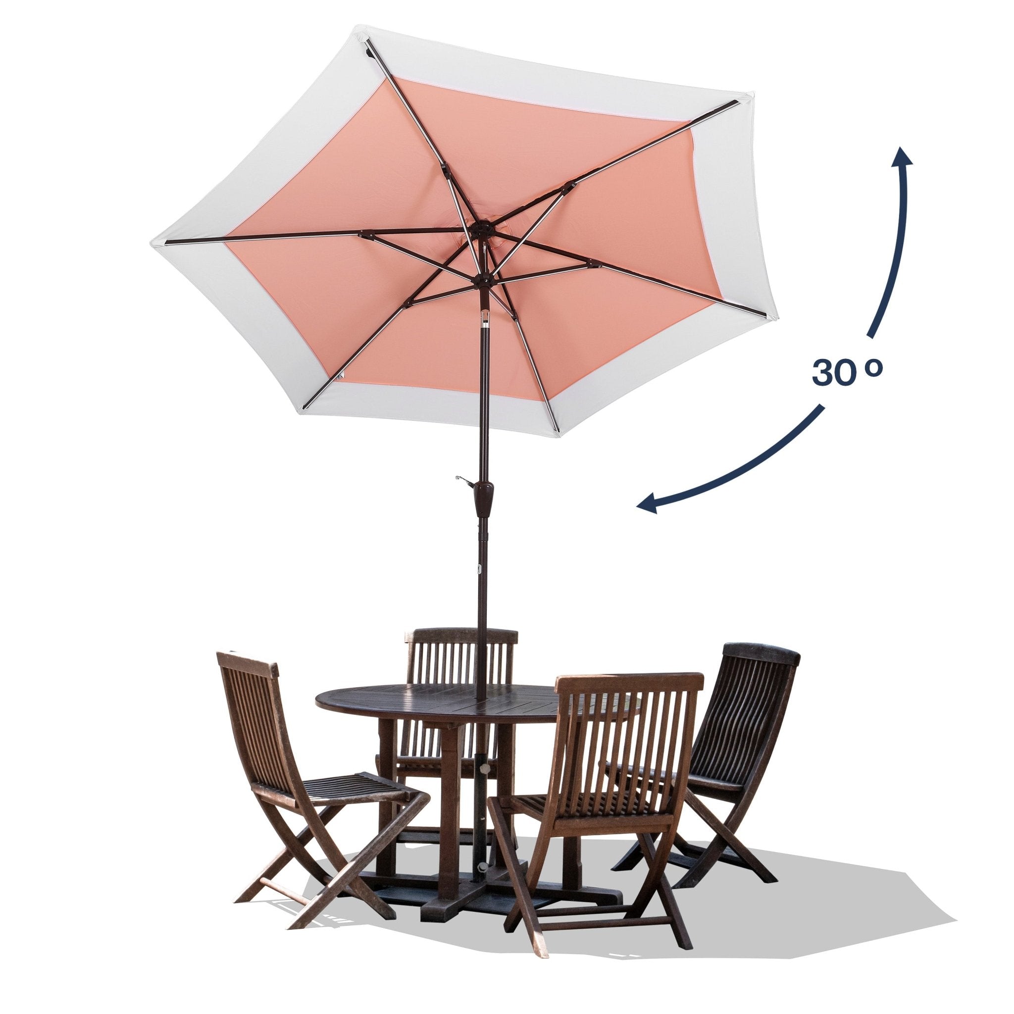 Spencer Classic Coastal 2 - Tone Solar LED Market Patio Umbrella with 12 LED Strip Lights - Outdoor Umbrellas