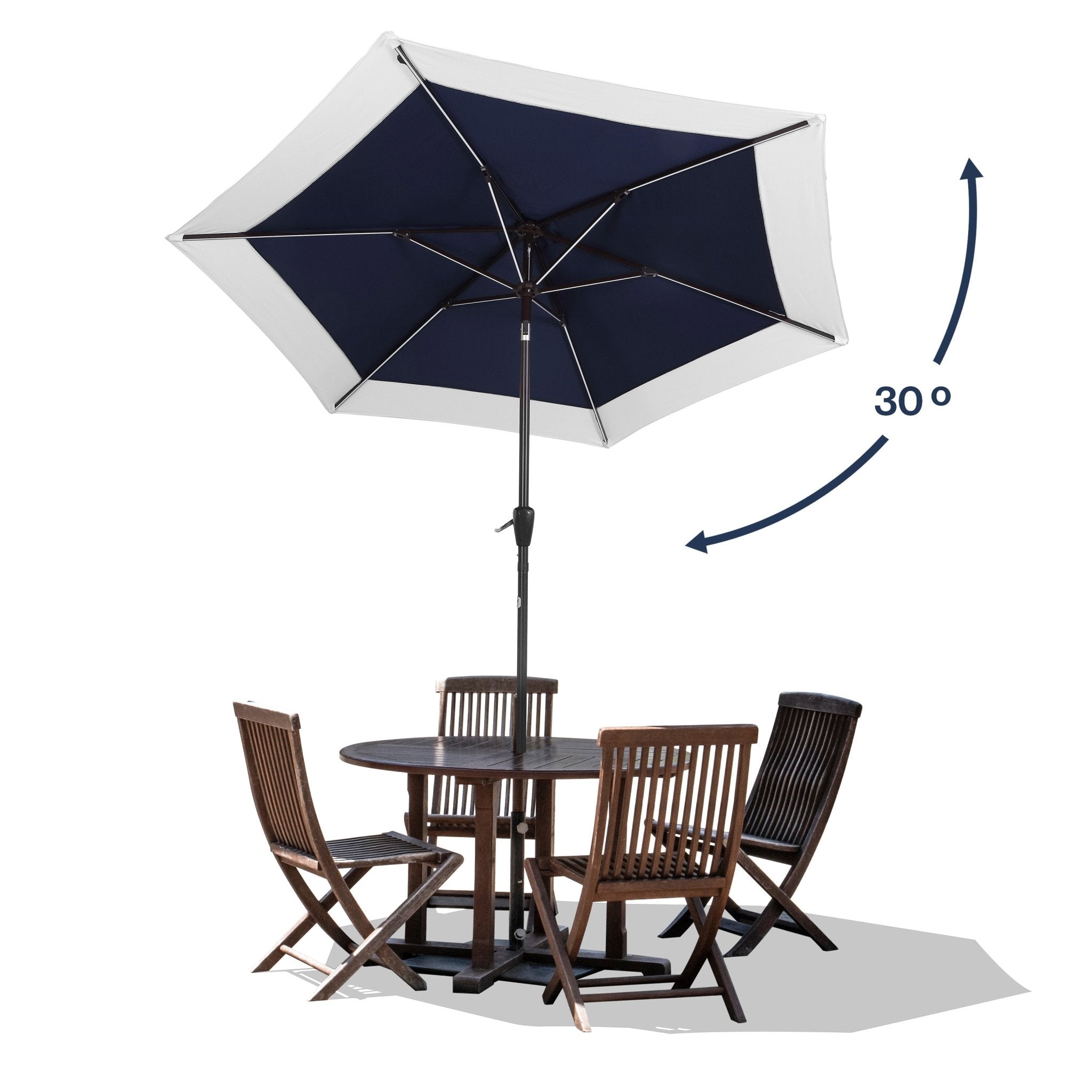 Spencer Classic Coastal 2 - Tone Solar LED Market Patio Umbrella with 12 LED Strip Lights - Outdoor Umbrellas