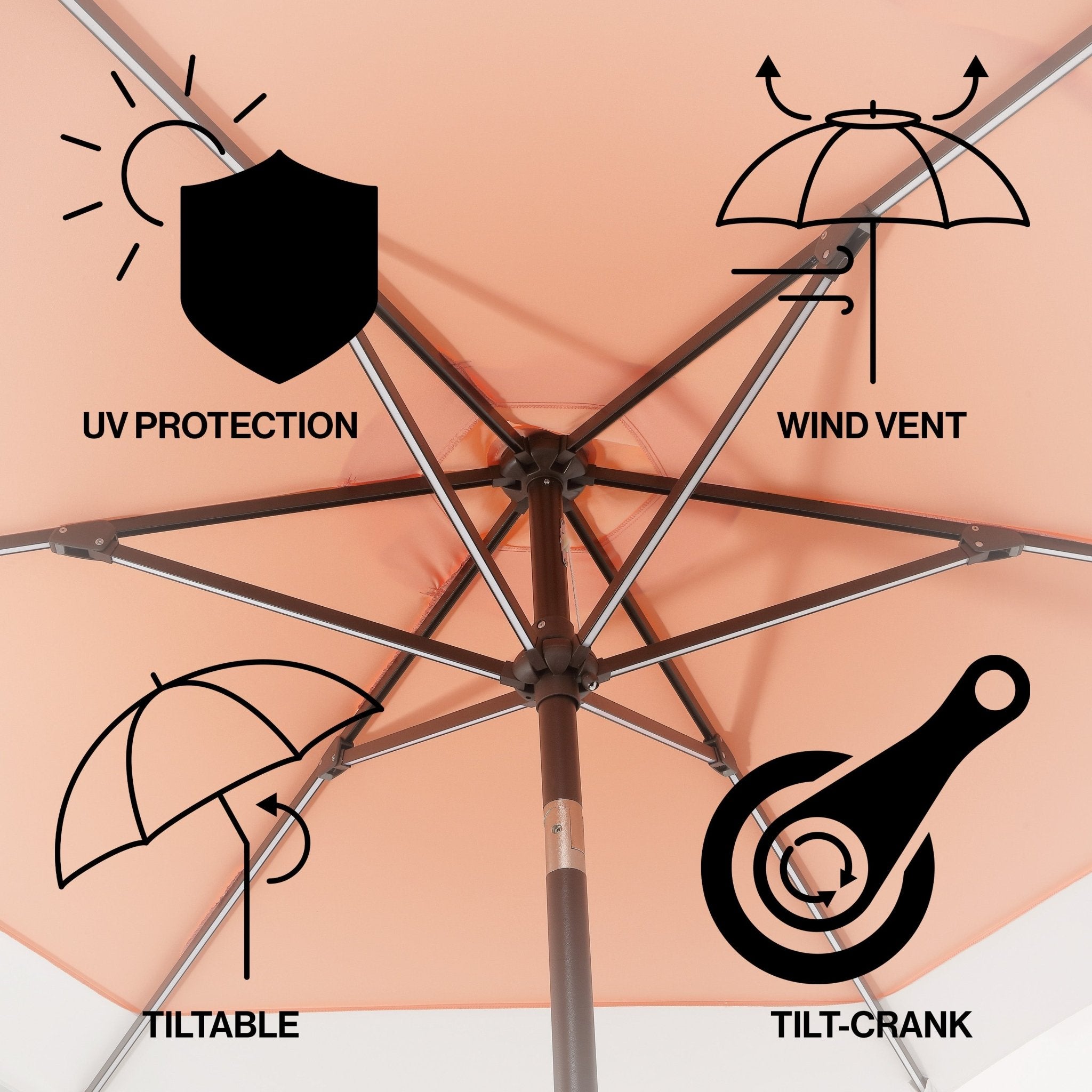 Spencer Classic Coastal 2 - Tone Solar LED Market Patio Umbrella with 12 LED Strip Lights - Outdoor Umbrellas