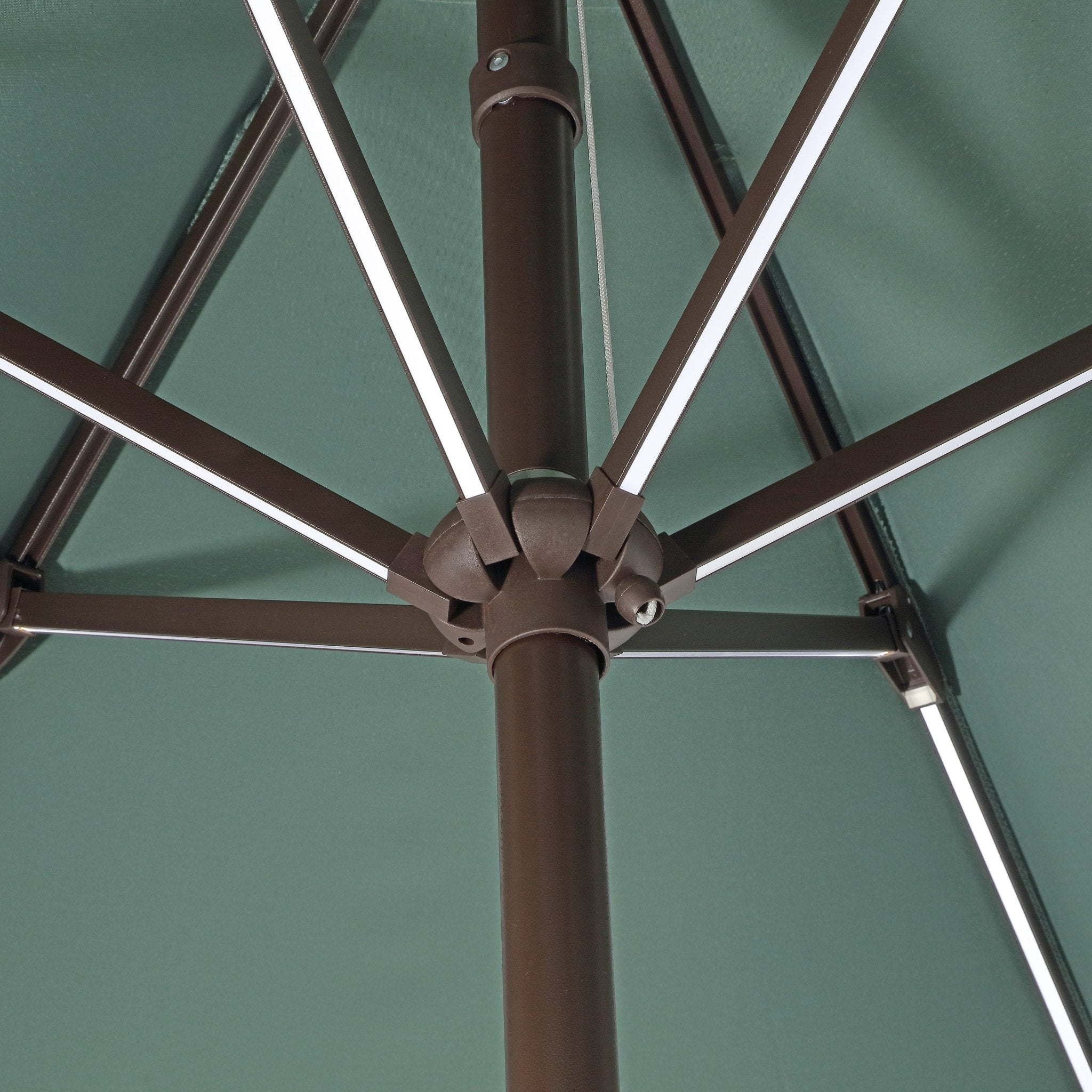 Spencer Classic Coastal 2 - Tone Solar LED Market Patio Umbrella with 12 LED Strip Lights - Outdoor Umbrellas
