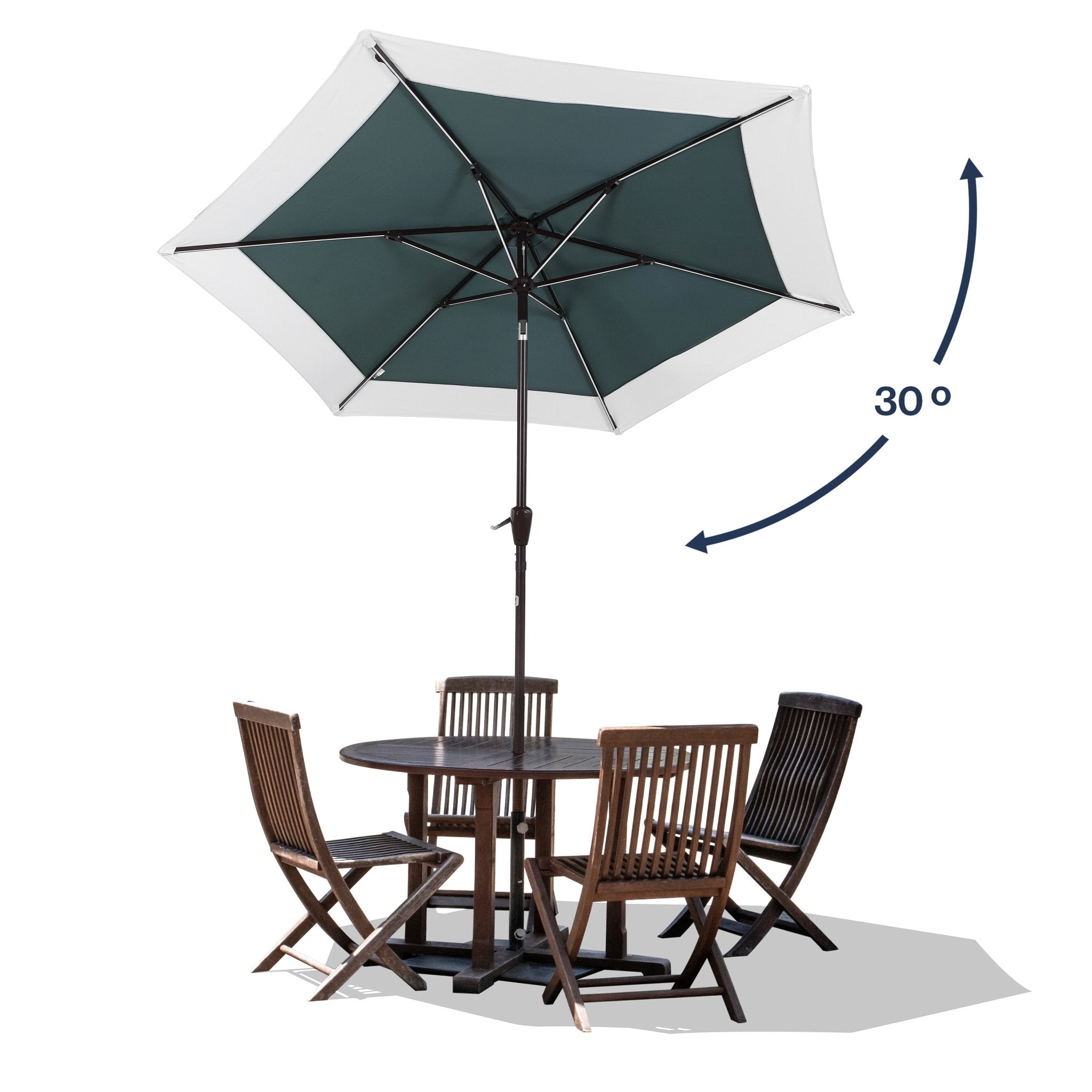 Spencer Classic Coastal 2 - Tone Solar LED Market Patio Umbrella with 12 LED Strip Lights - Outdoor Umbrellas