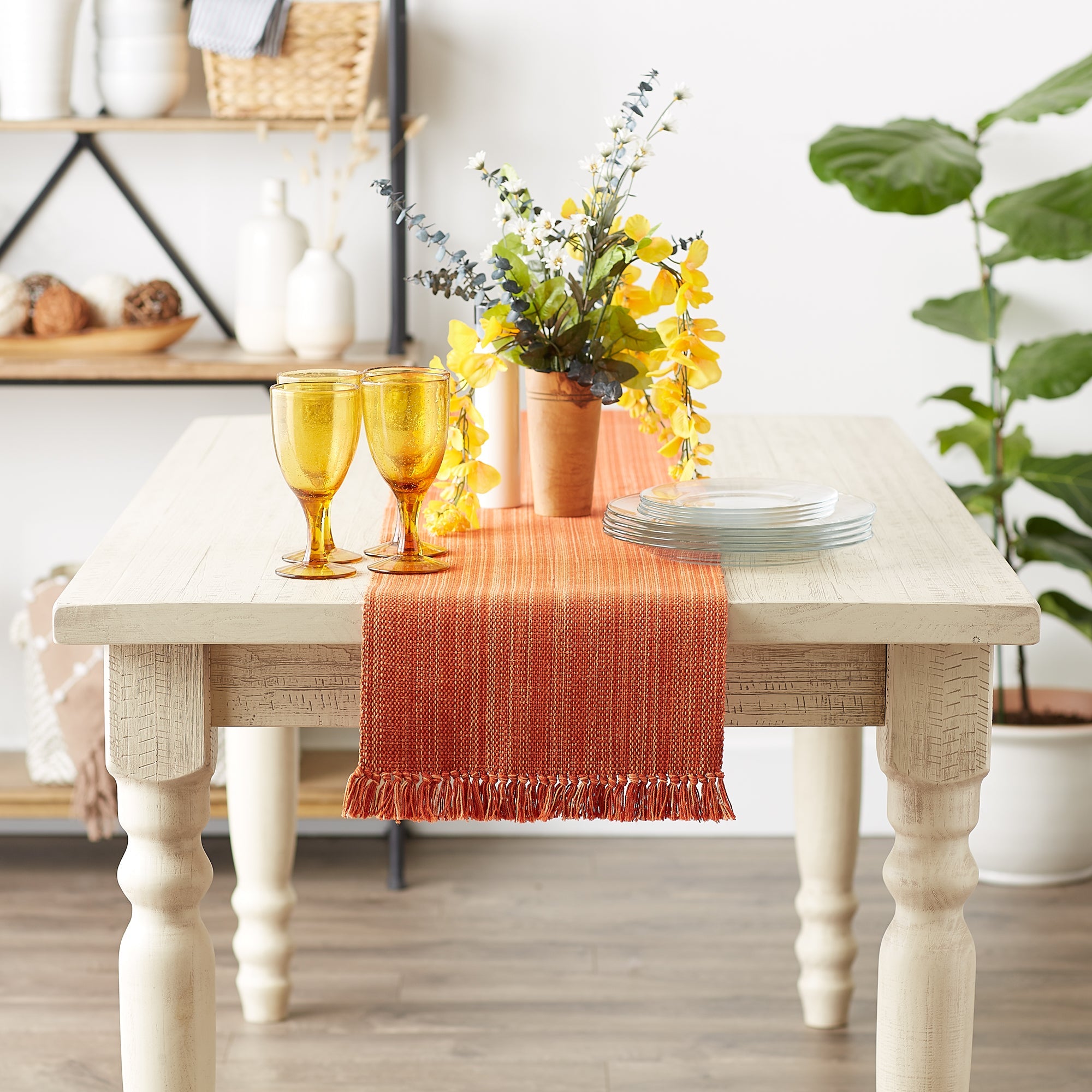 Spice Variegated Fringe Table Runner 13X108 - Table Runners
