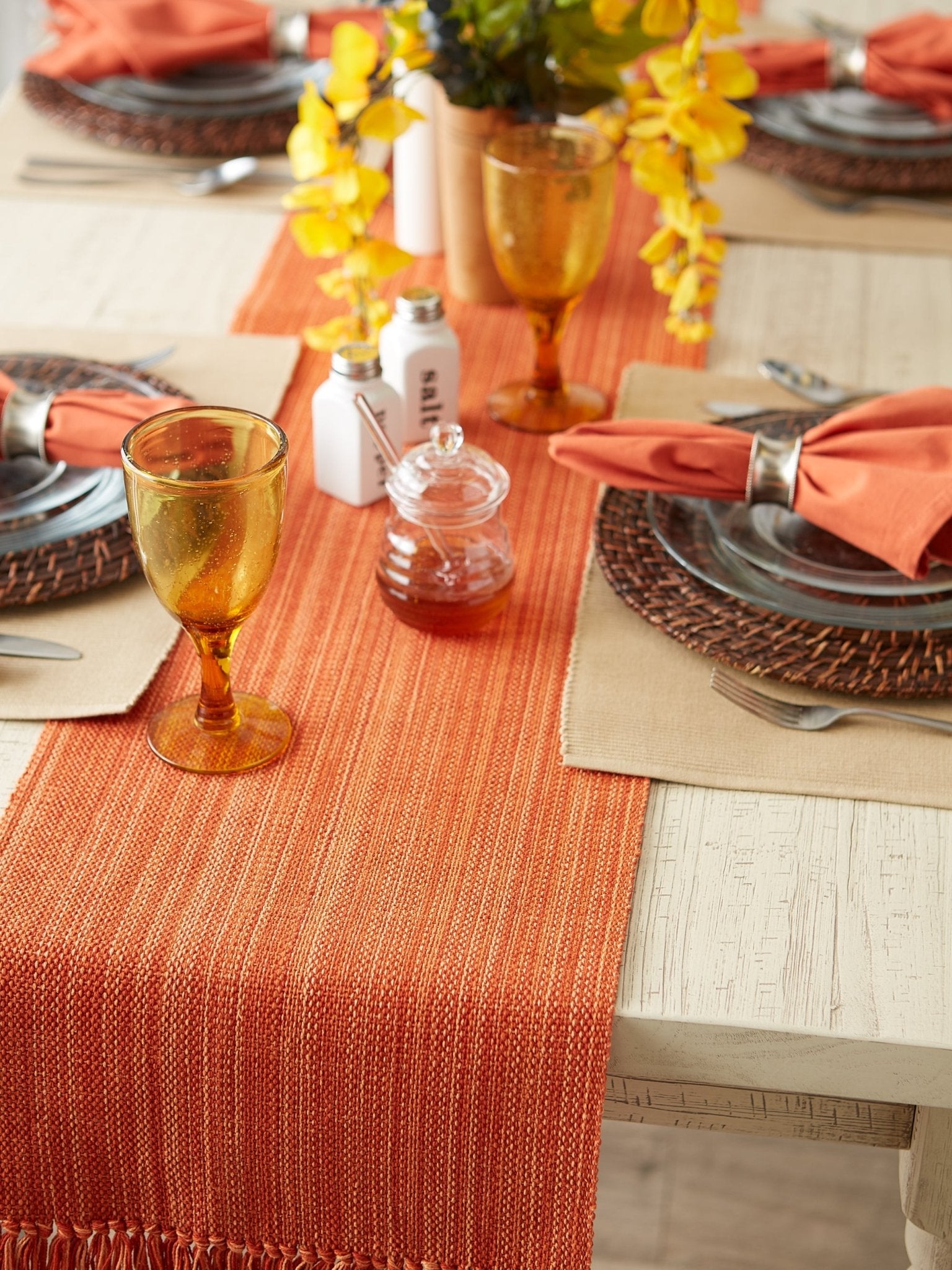 Spice Variegated Fringe Table Runner 13X108 - Table Runners