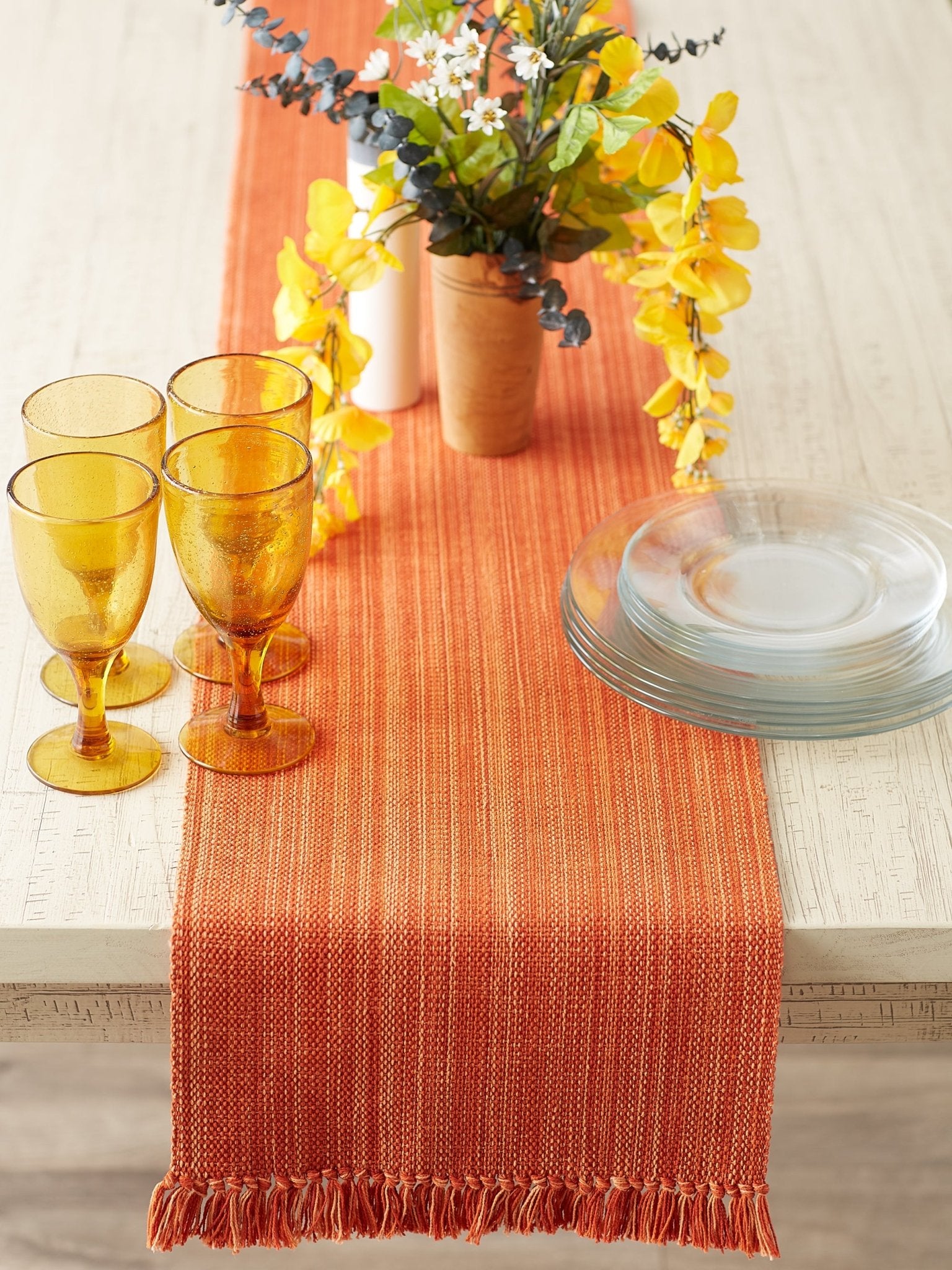 Spice Variegated Fringe Table Runner 13X108 - Table Runners