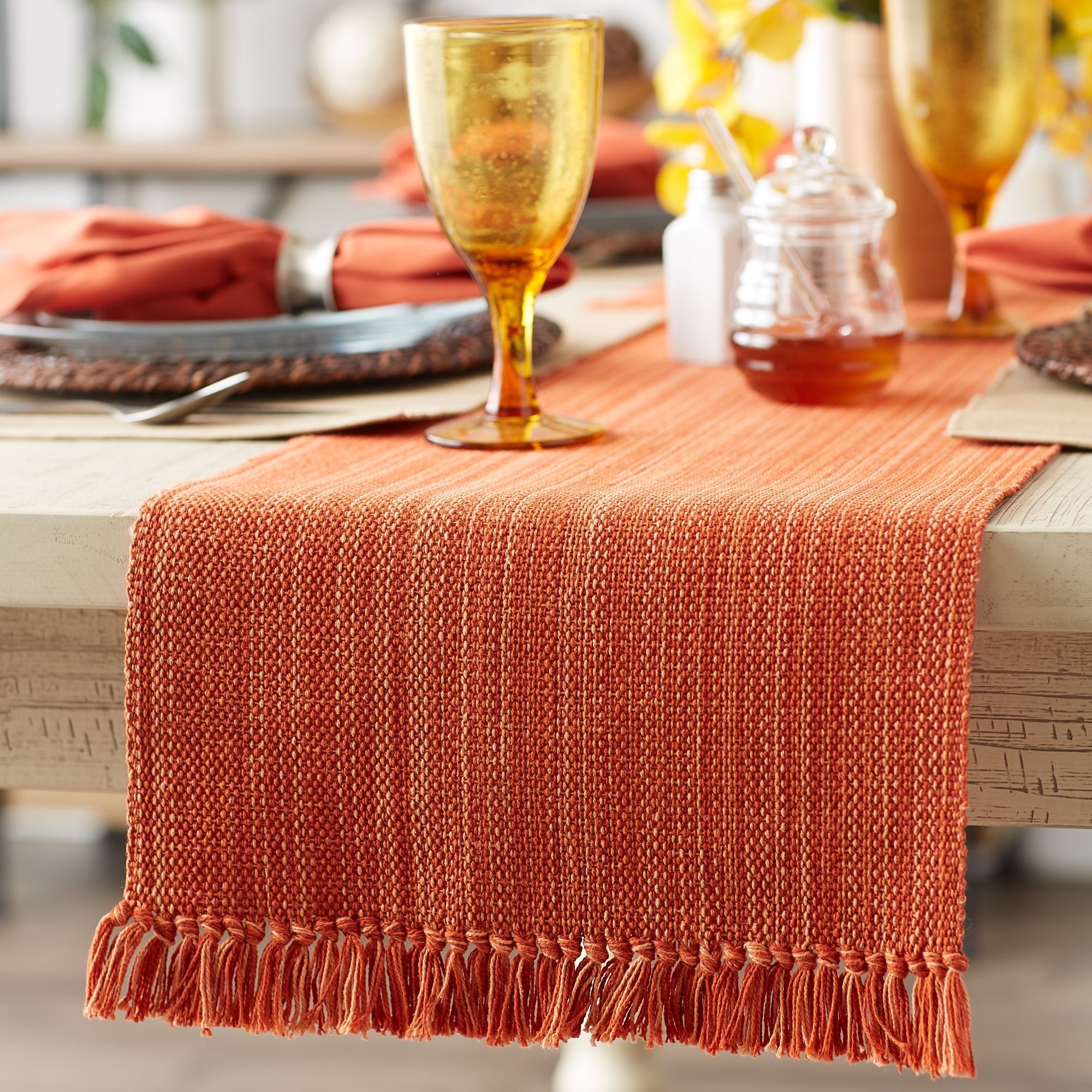 Spice Variegated Fringe Table Runner 13X108 - Table Runners