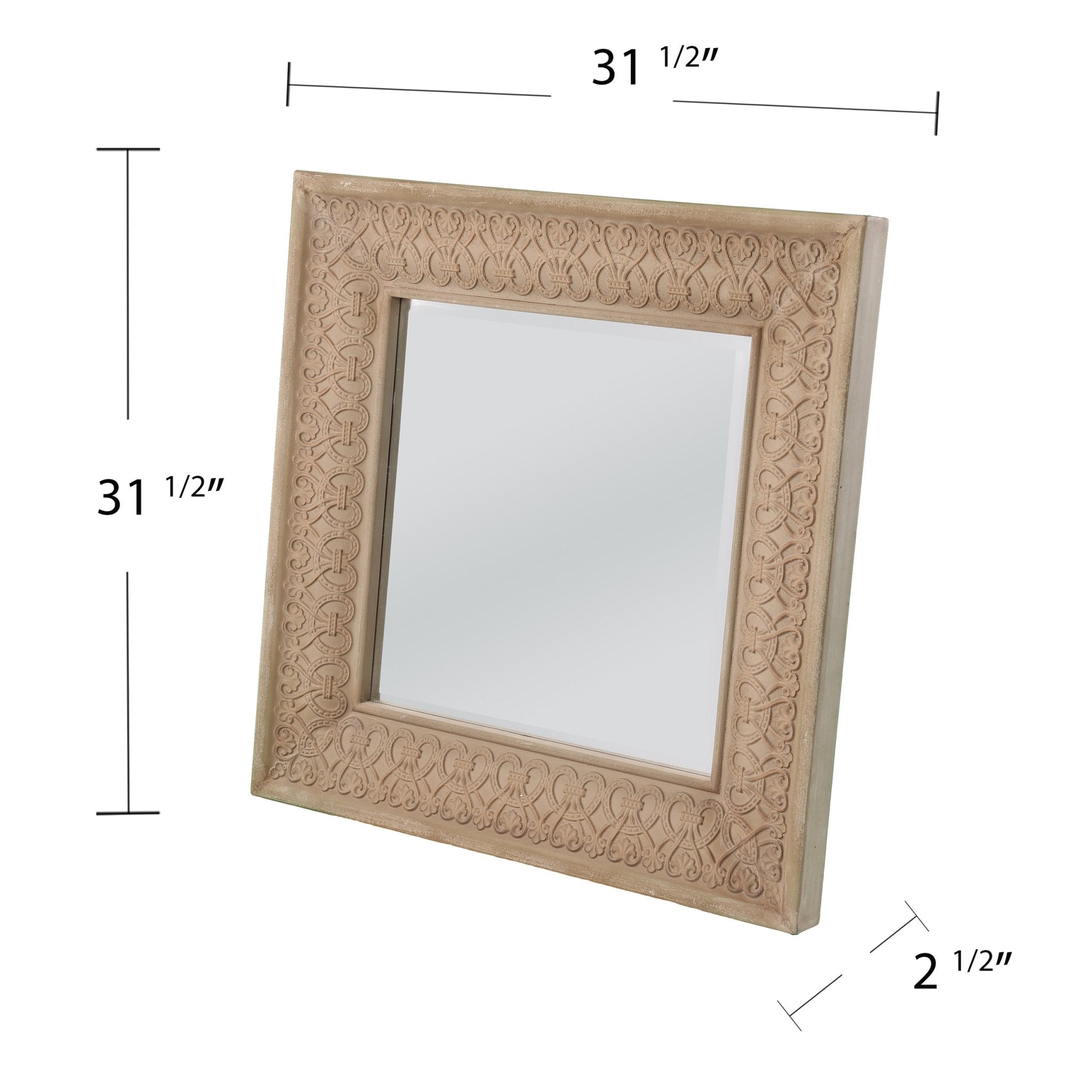 Square Wall Mirror with Intricate Detail - Mirrors