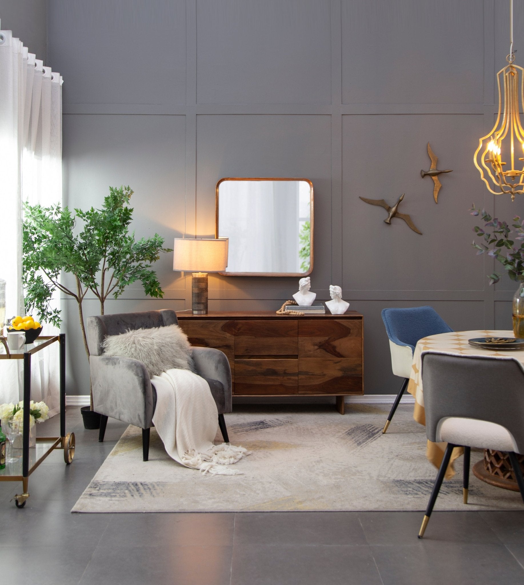 Square Wall Mirror with Wood Frame - Mirrors