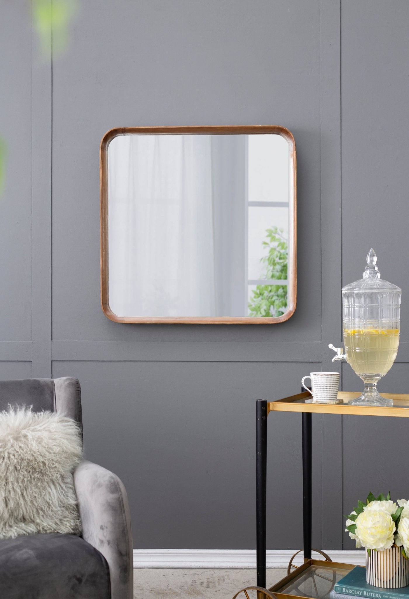 Square Wall Mirror with Wood Frame - Mirrors