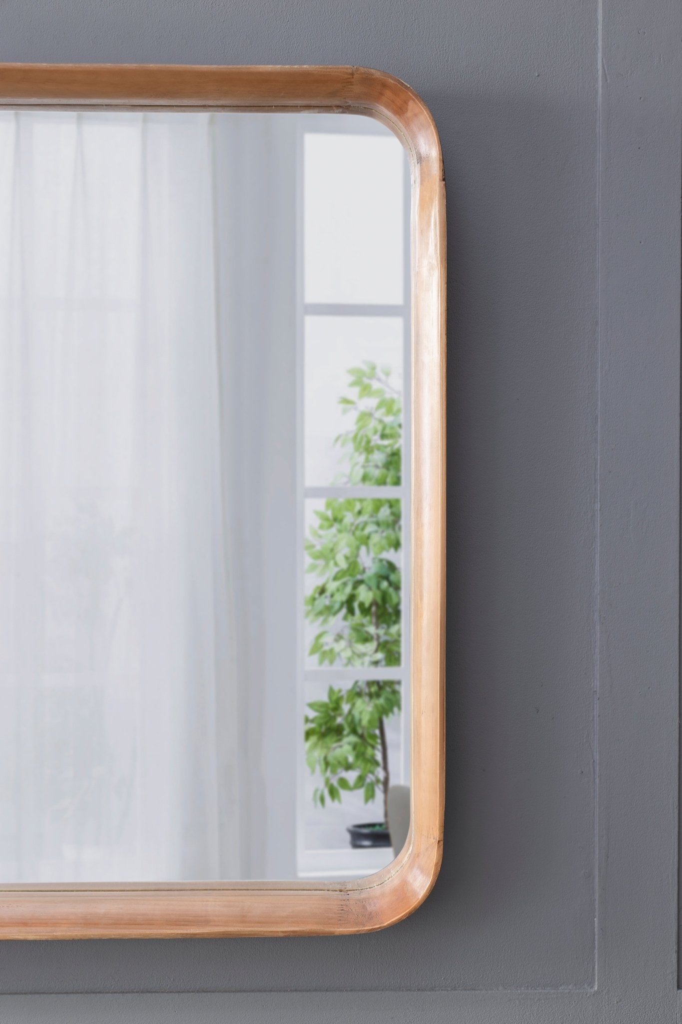 Square Wall Mirror with Wood Frame - Mirrors