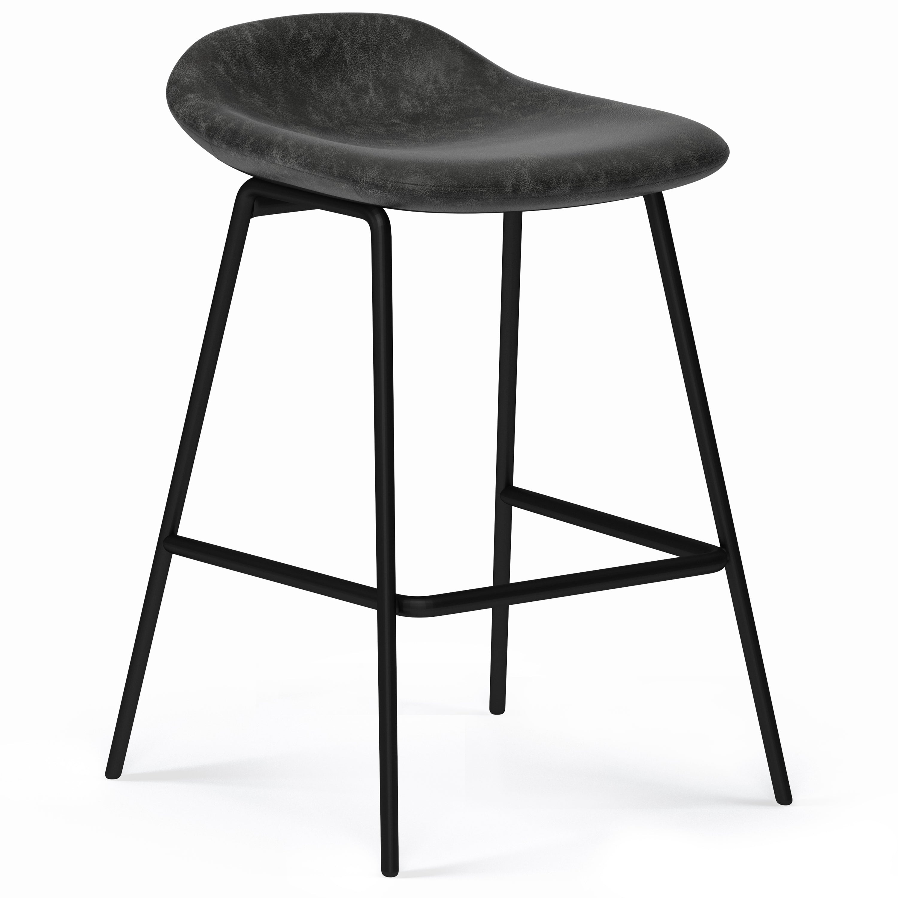 Horizons Faux Leather Stool with Padded Seat and Footrest, Set of 2