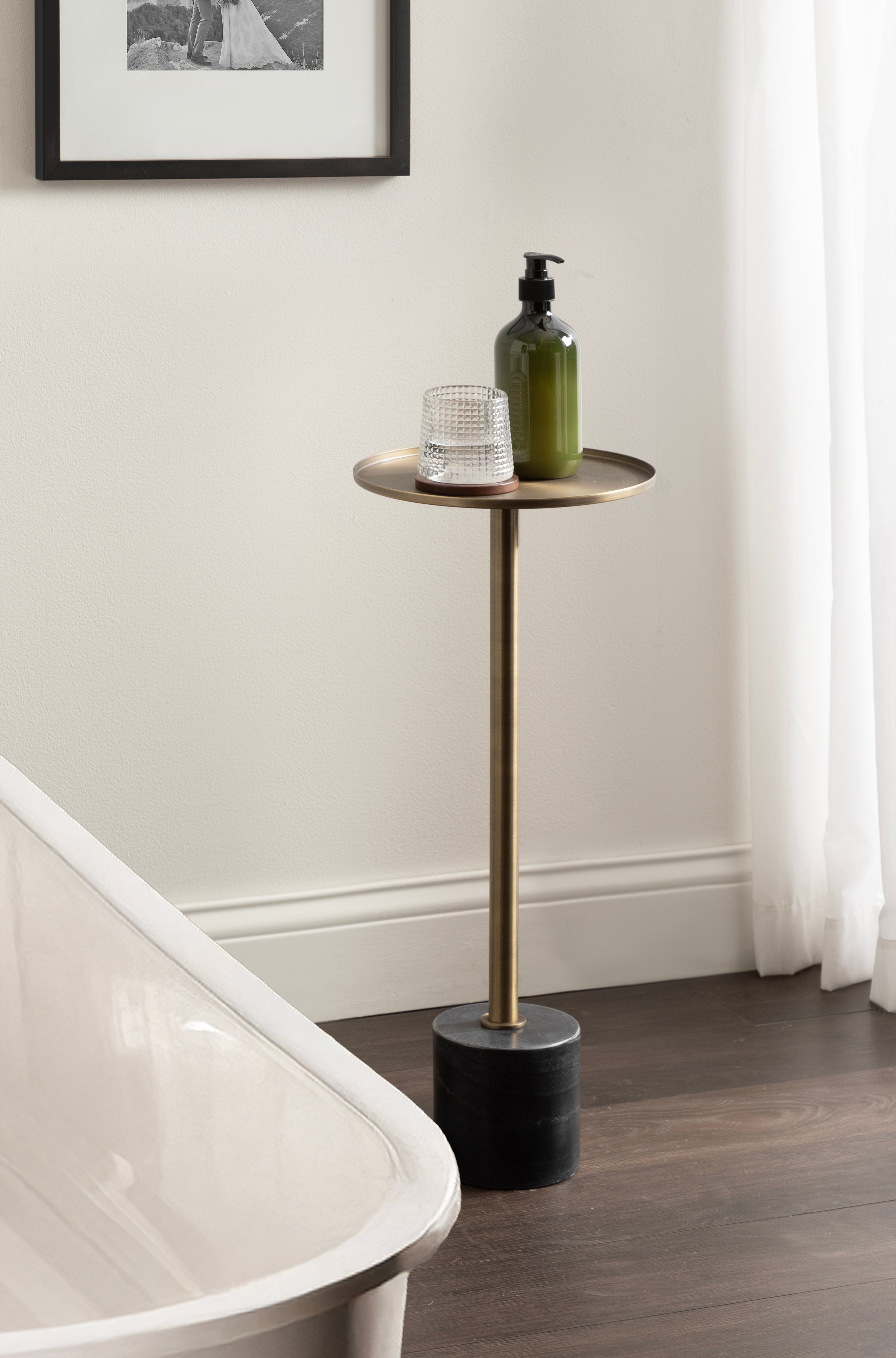 Vanora Metal and Marble Drink Table