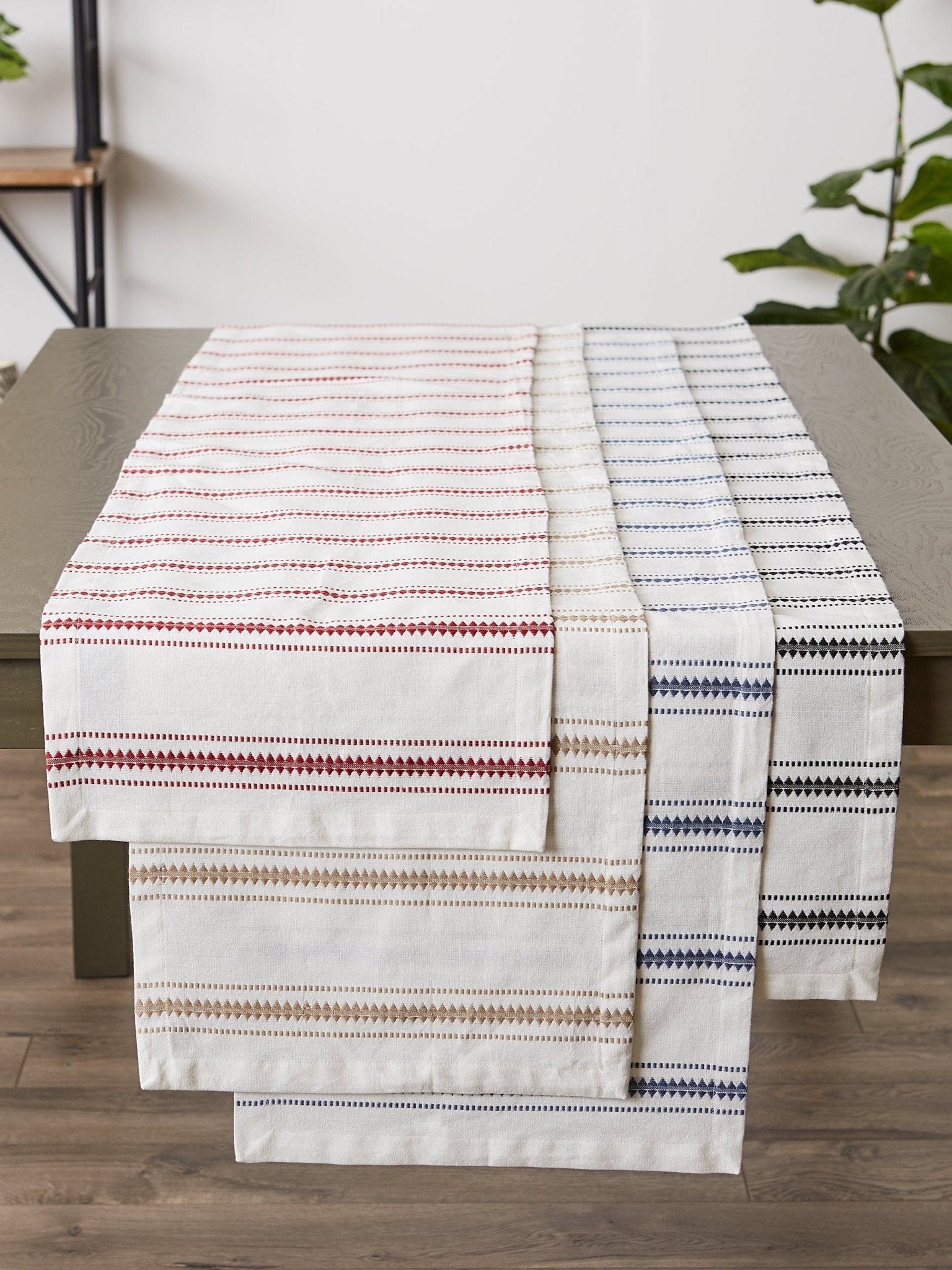 Stone Zig Dobby Stripe Table Runner 14X72 - Table Runners
