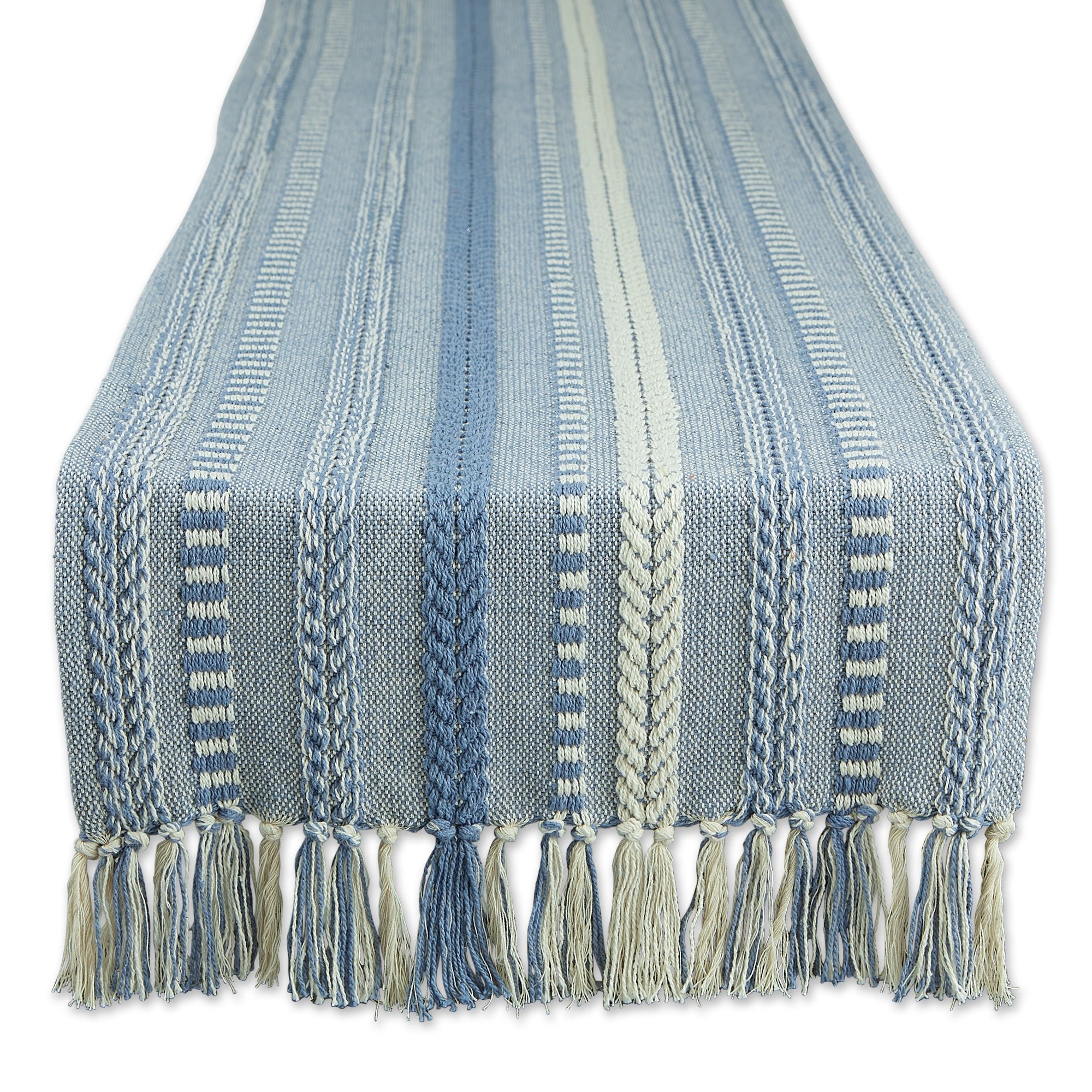 Stonewash Blue Braided Stripe Table Runner 15X72 - Table Runners