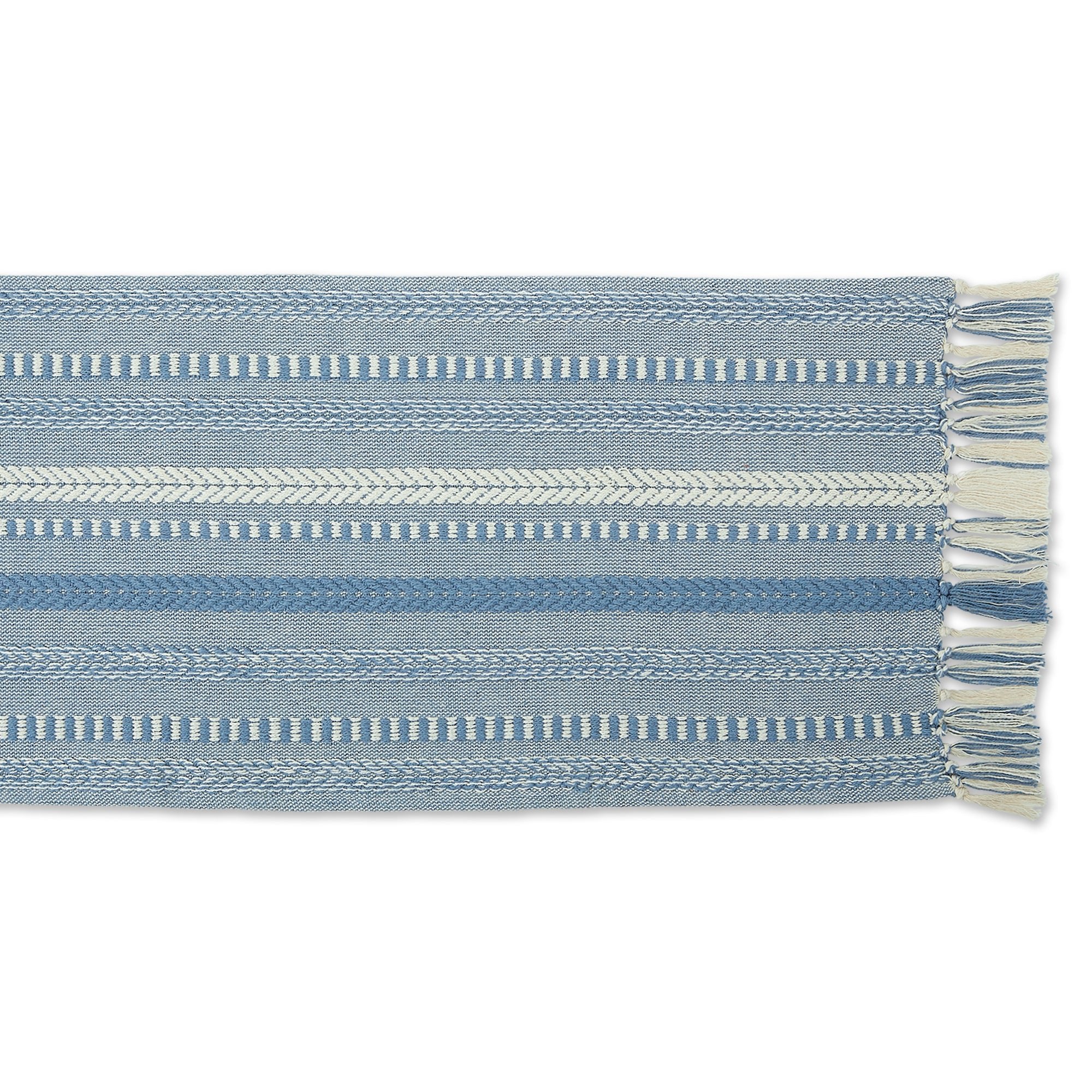 Stonewash Blue Braided Stripe Table Runner 15X72 - Table Runners