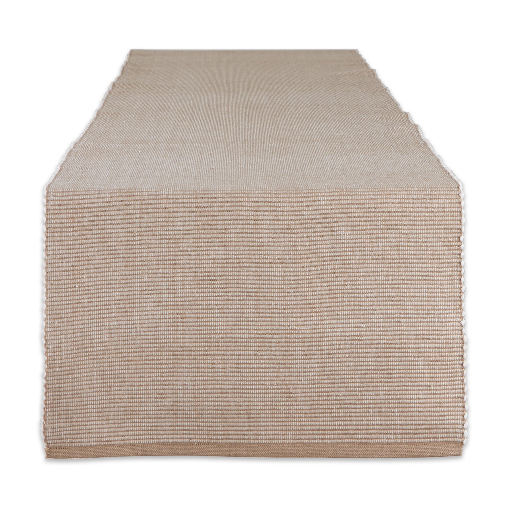 Stone/White 2 - Tone Ribbed Table Runner 13X72 - Table Runners