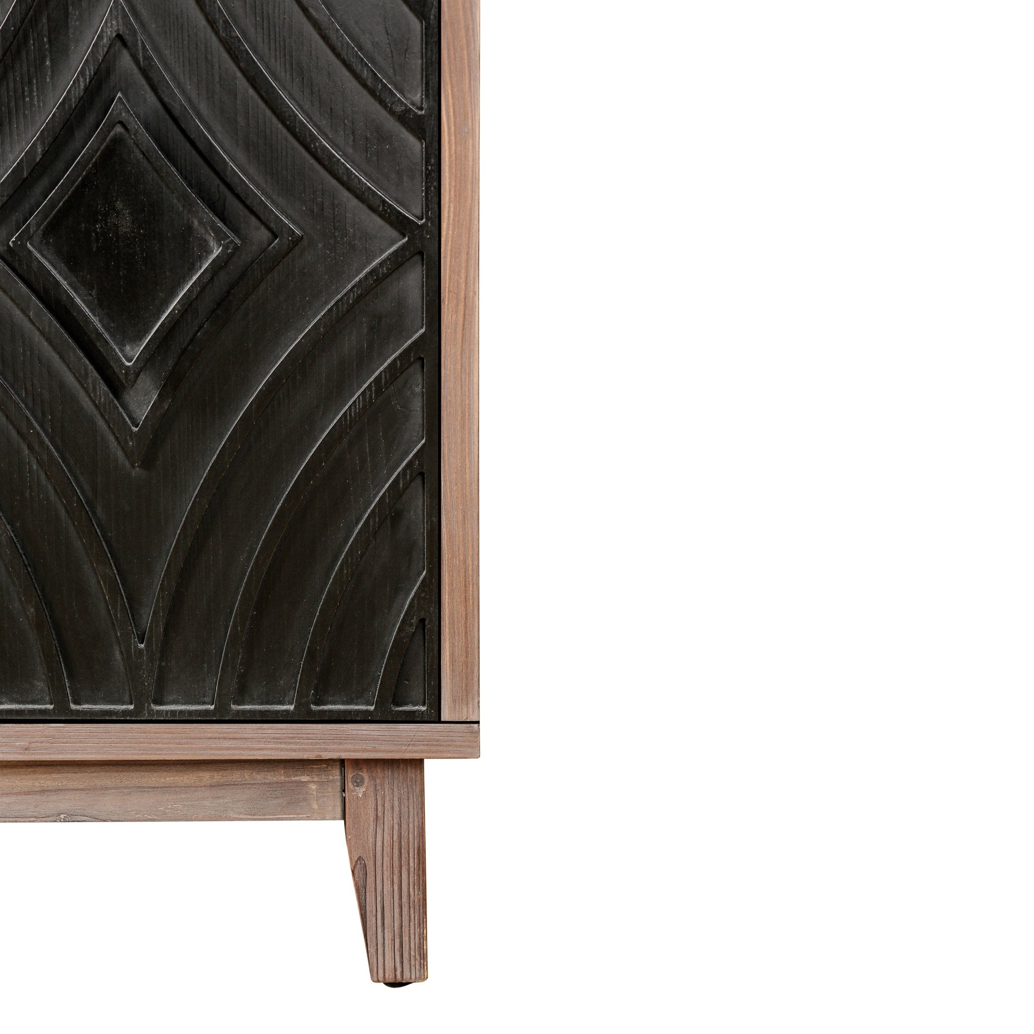 Storage Cabinet with 4 Convex Pattern Diamond Doors and Shelves - Cabinets