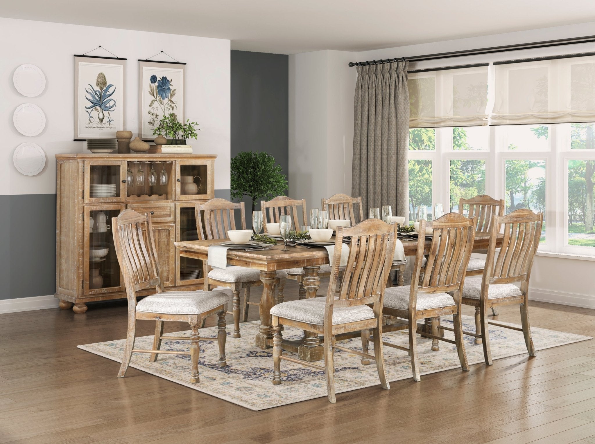 Styne Dining Chair with Vertical Slat - Back and Wood Frame, Set of 2 - Dining Chairs