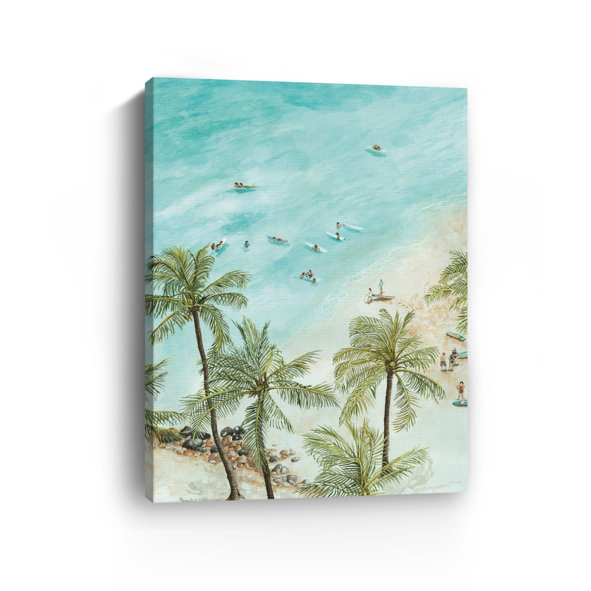Surfers From Afar Canvas Giclee - Canvas Wall Art