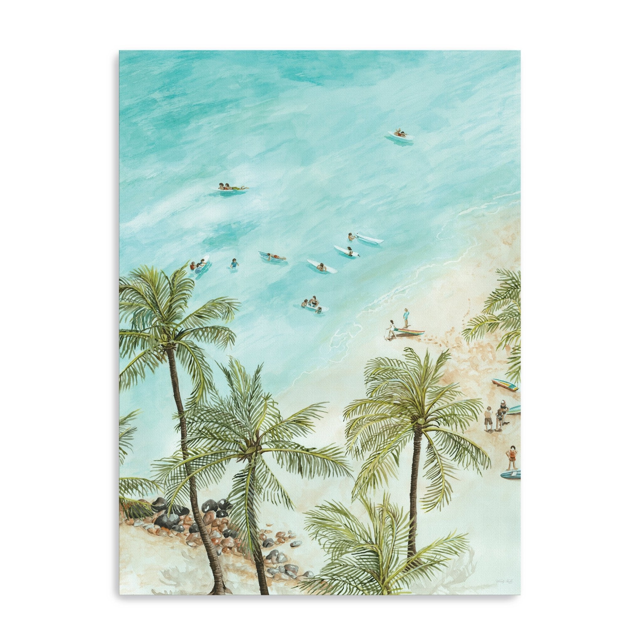 Surfers From Afar Canvas Giclee - Canvas Wall Art