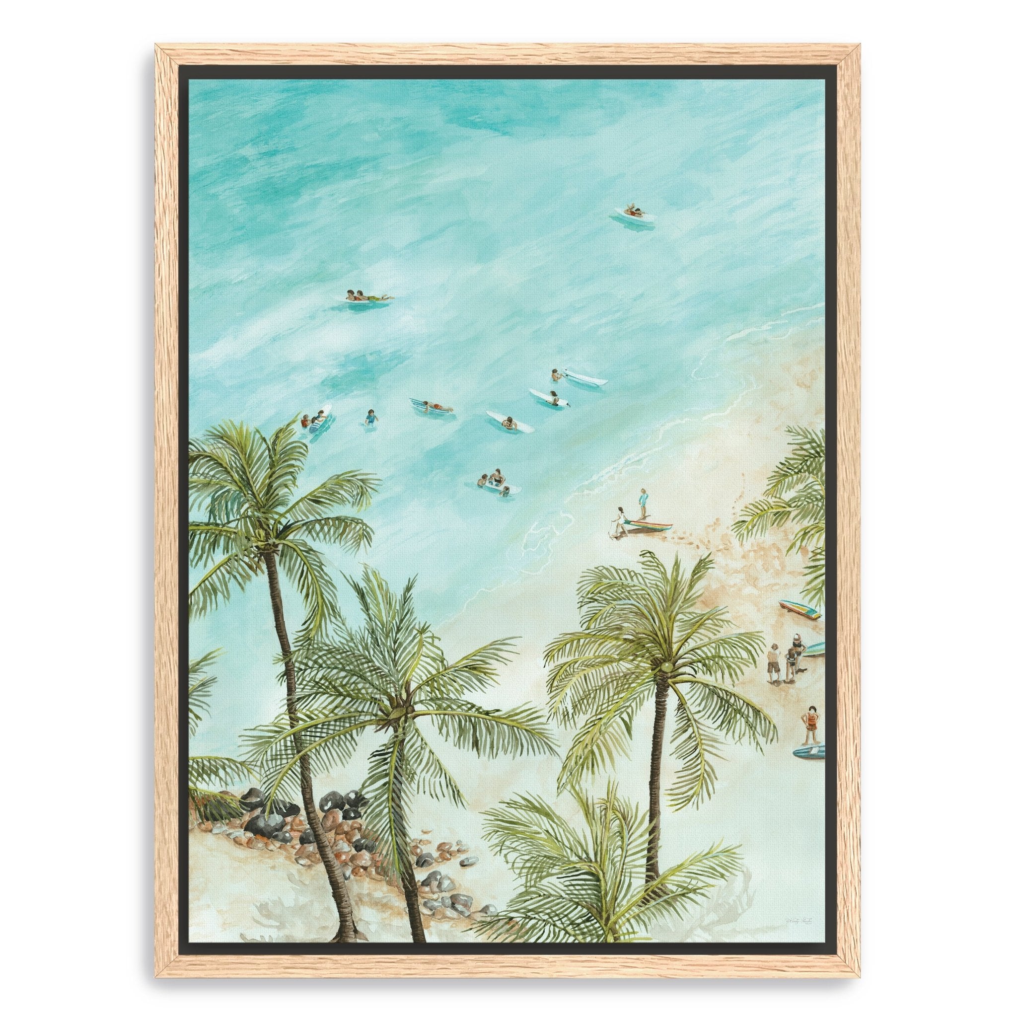 Surfers From Afar Canvas Giclee - Canvas Wall Art