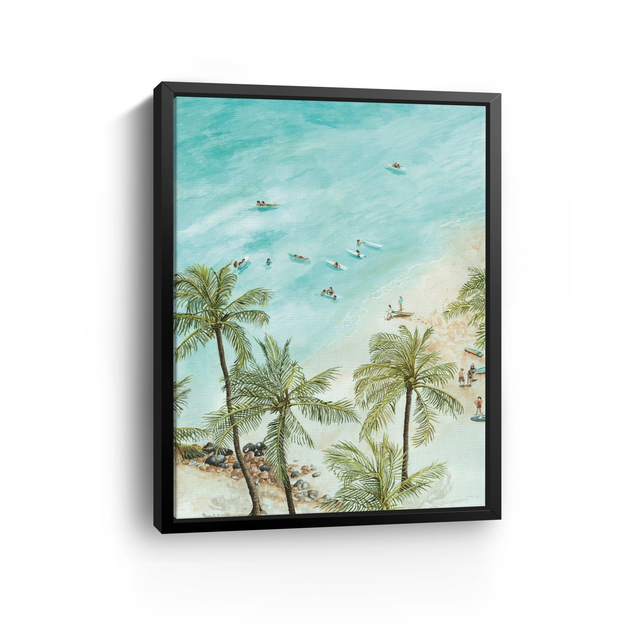 Surfers From Afar Canvas Giclee - Canvas Wall Art