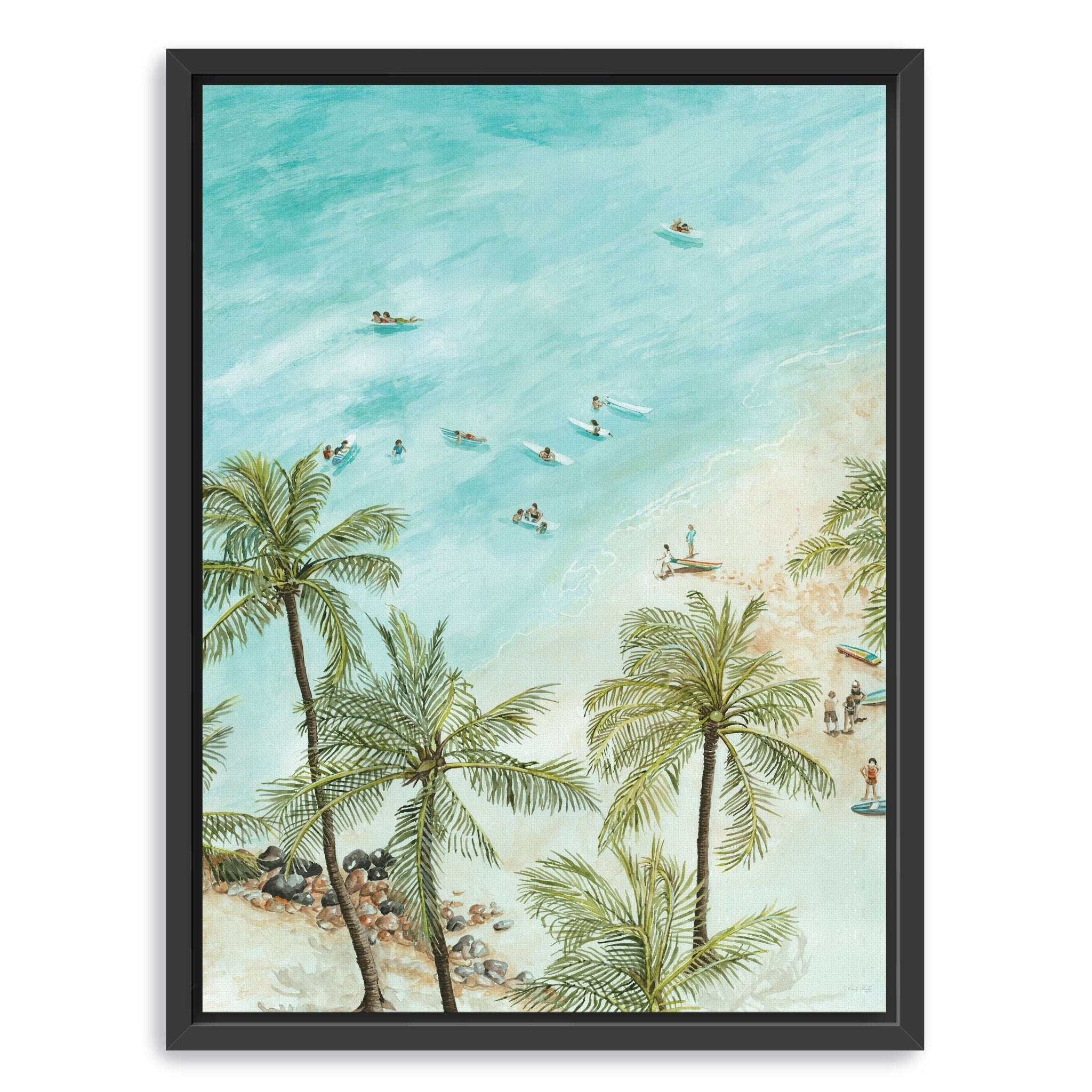 Surfers From Afar Canvas Giclee - Canvas Wall Art