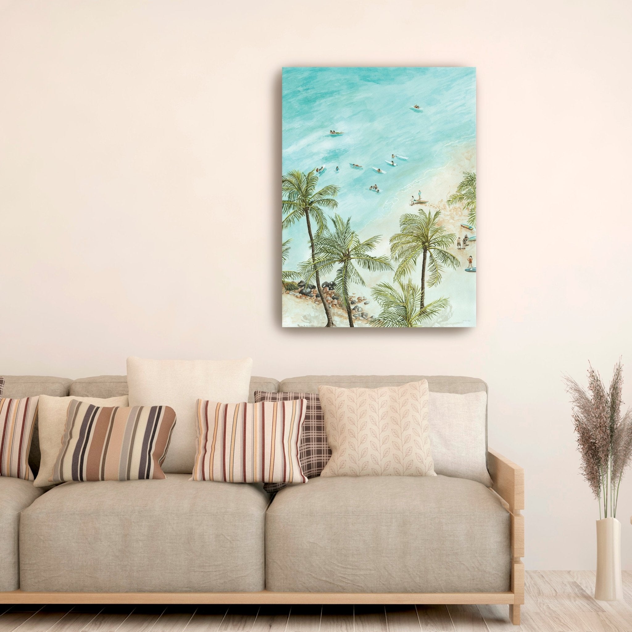 Surfers From Afar Canvas Giclee - Canvas Wall Art