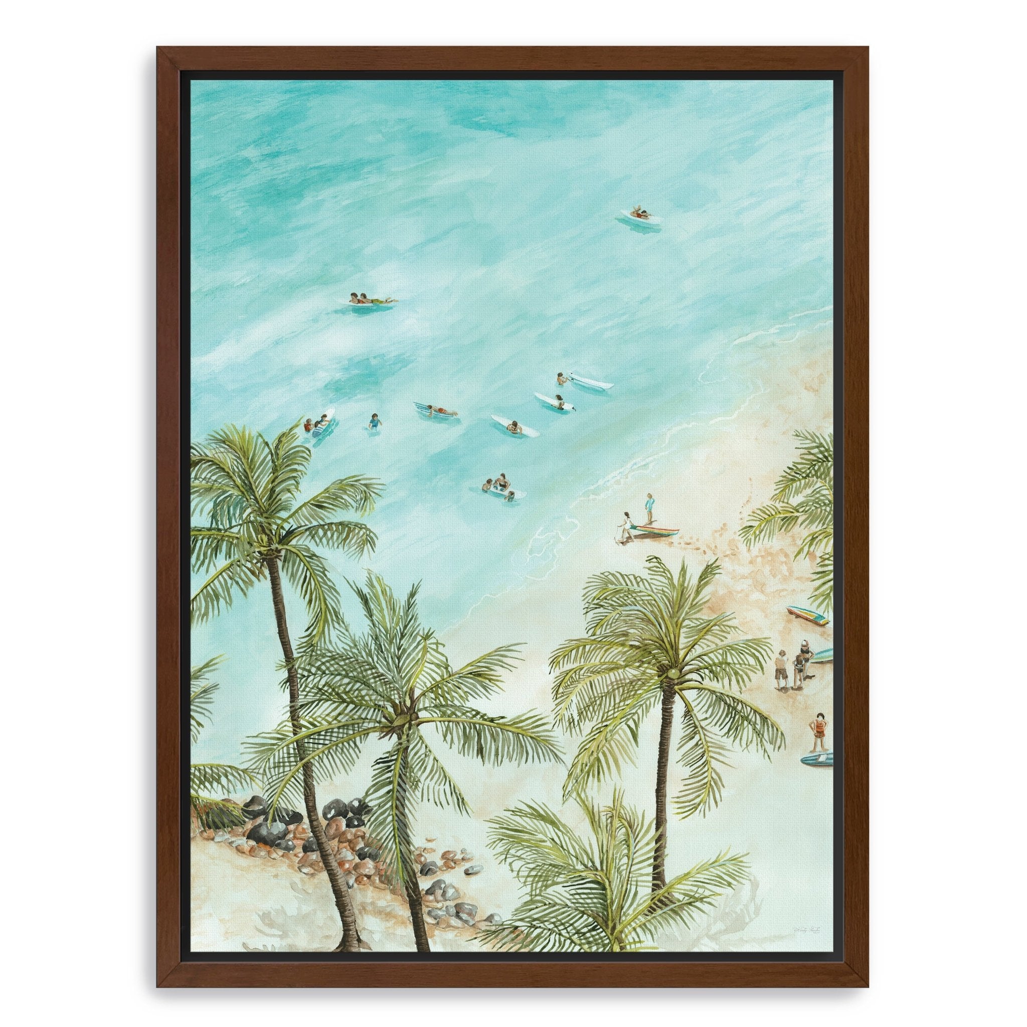 Surfers From Afar Canvas Giclee - Canvas Wall Art