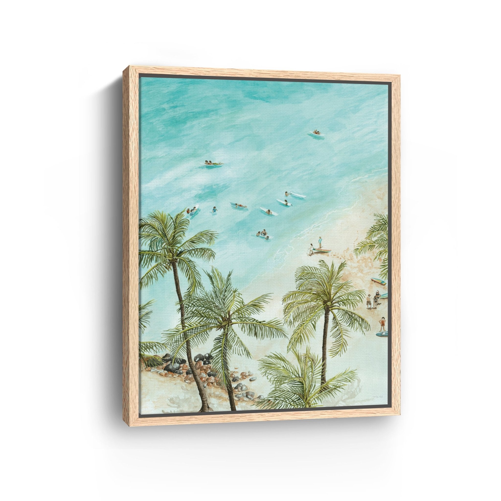 Surfers From Afar Canvas Giclee - Canvas Wall Art