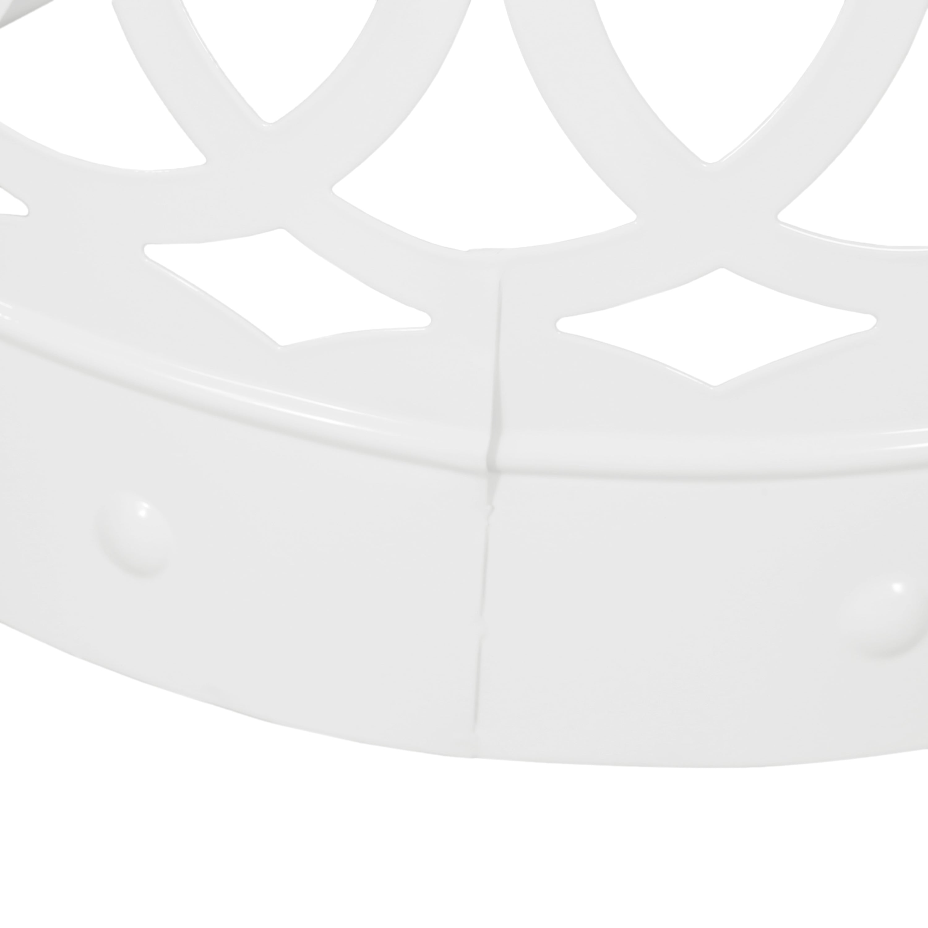 Symmetry White Outdoor Cylindrical End Table with Overlapping Circle Pattern
